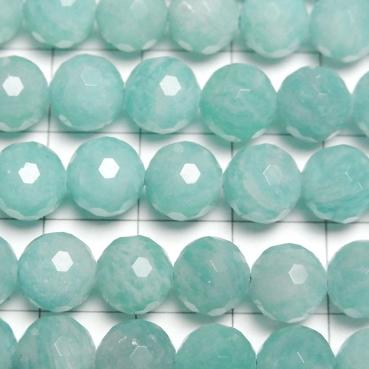 Peruvian Amazonite AA++ 128 Faceted Round 8mm half or 1strand beads (approx. 15 inches/36 cm)