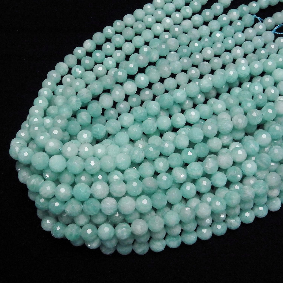 Peruvian Amazonite AA++ 128 Faceted Round 8mm half or 1strand beads (approx. 15 inches/36 cm)