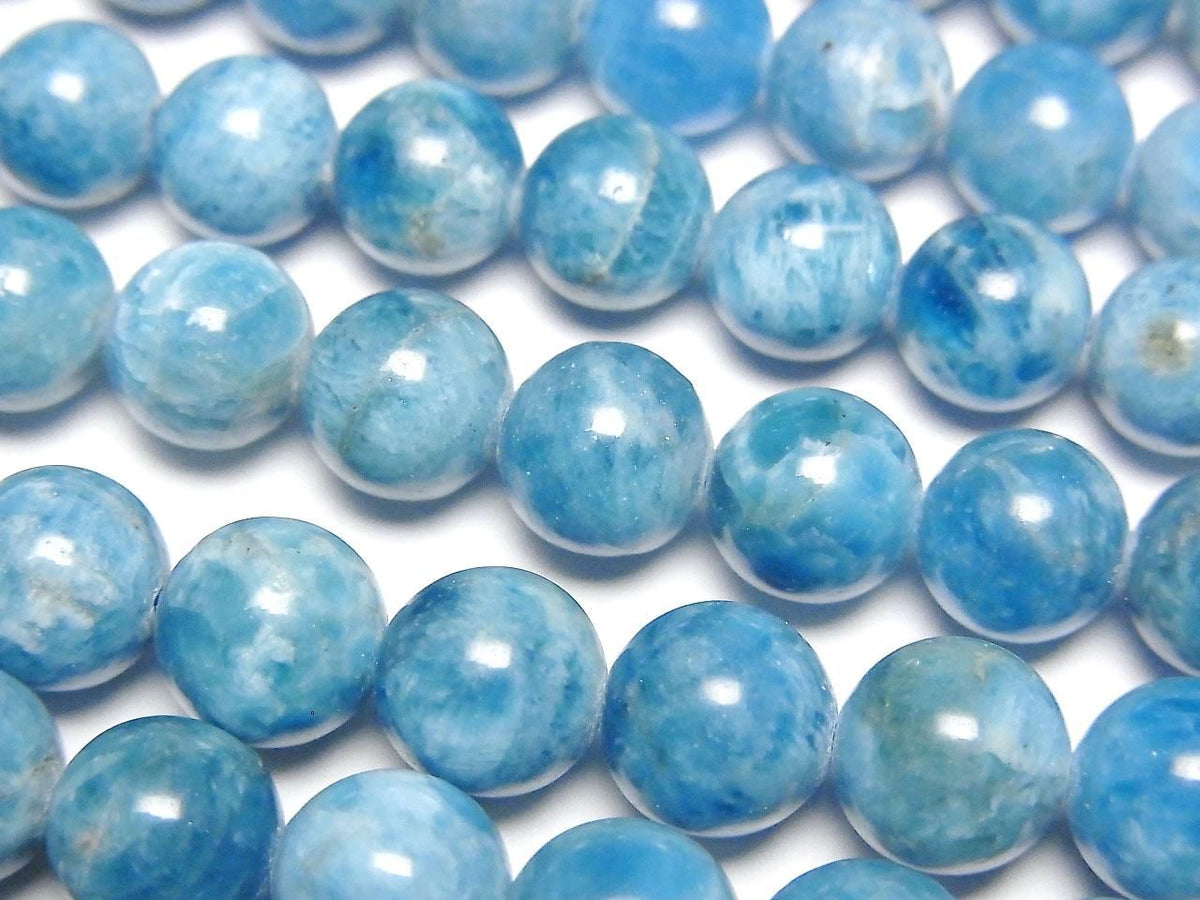 Madagascar Blue Apatite AA Round 8mm 1strand beads (approx. 15 inches/36 cm)
