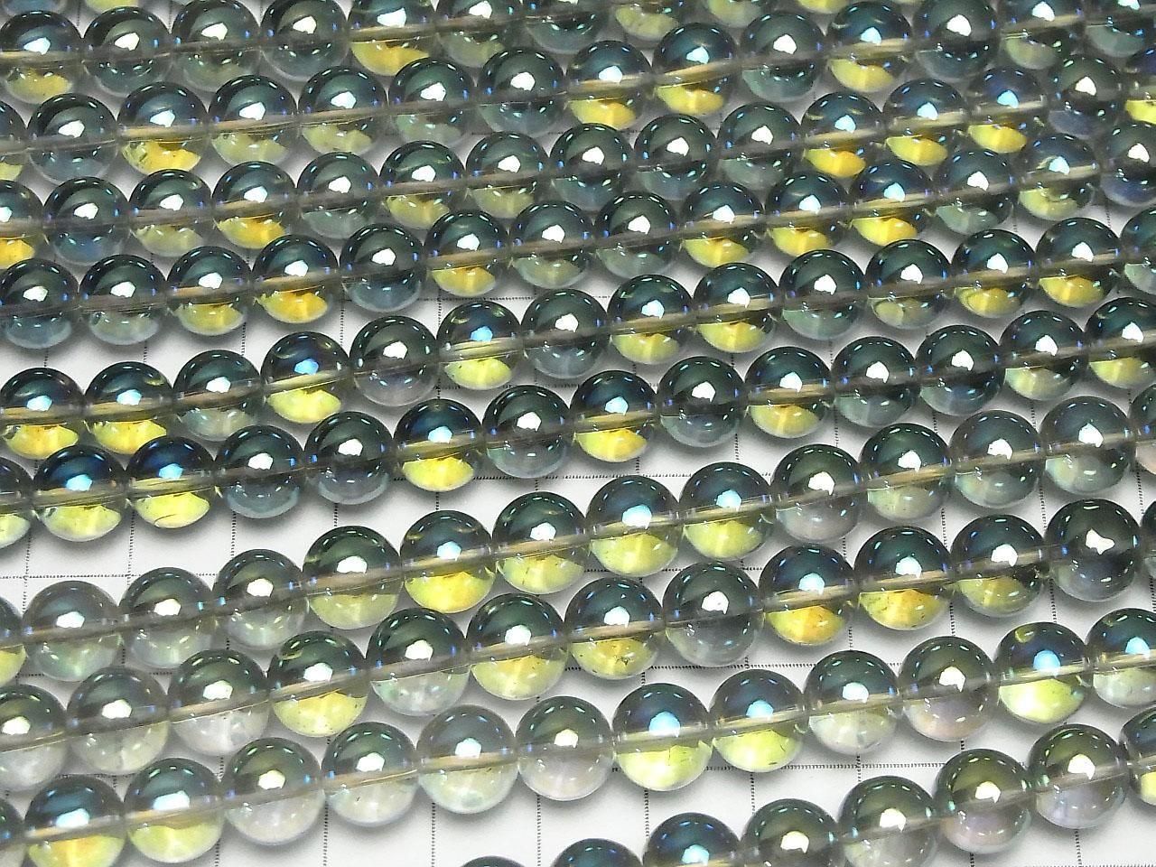 Blue-Green Flash Crystal (melted quartz) Round 10mm 1strand beads (approx. 15 inches/36 cm)