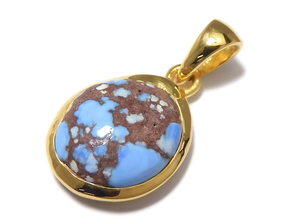 Kazakhstan Golden Hill Turquoise Pendant 18KGP NO.17 [One of a kind]