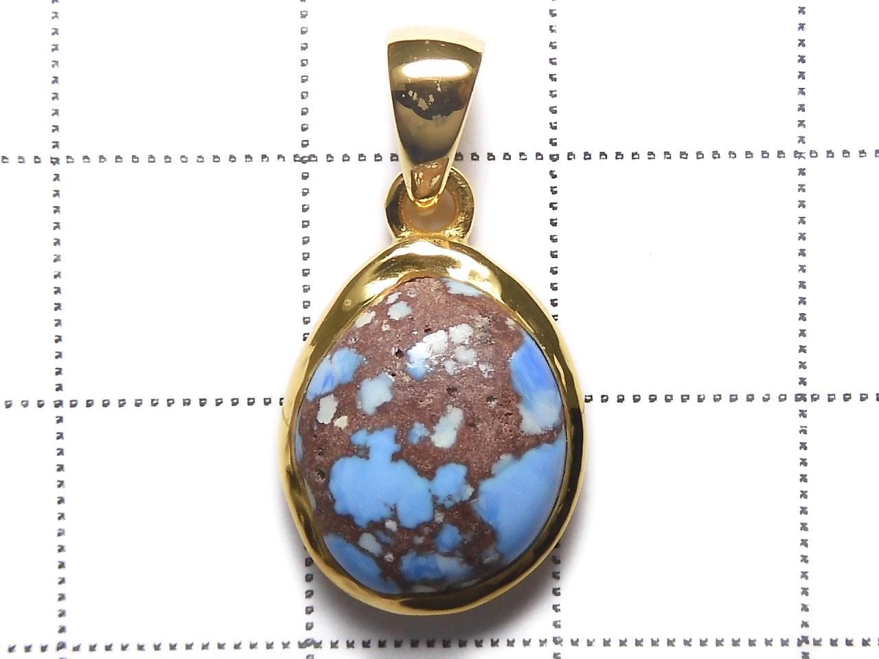 Kazakhstan Golden Hill Turquoise Pendant 18KGP NO.17 [One of a kind]