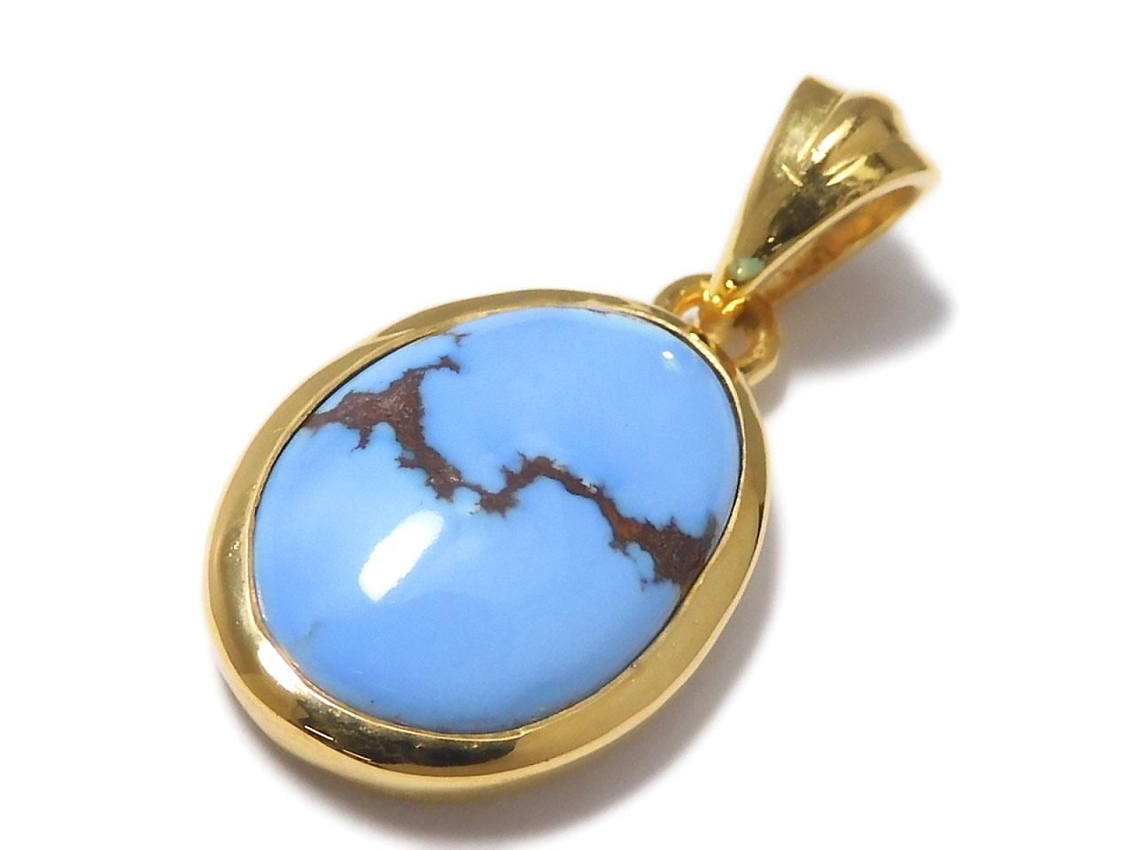 Kazakhstan Golden Hill Turquoise Pendant 18KGP NO.18 [One of a kind]