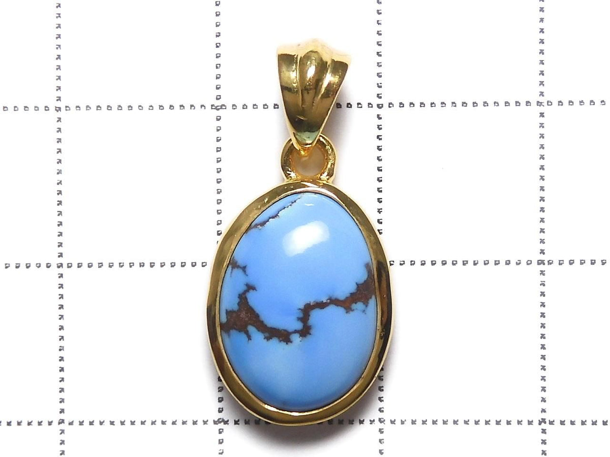 Kazakhstan Golden Hill Turquoise Pendant 18KGP NO.18 [One of a kind]