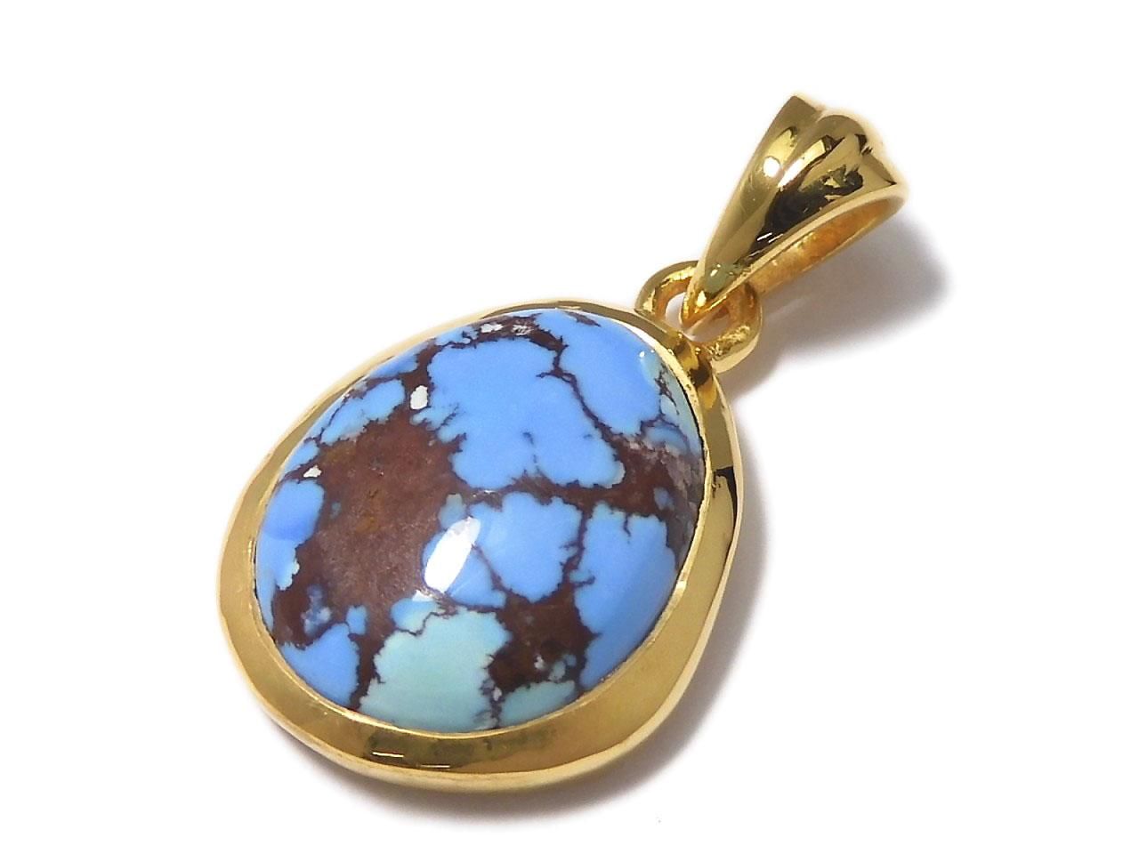 Kazakhstan Golden Hill Turquoise Pendant 18KGP NO.19 [One of a kind]