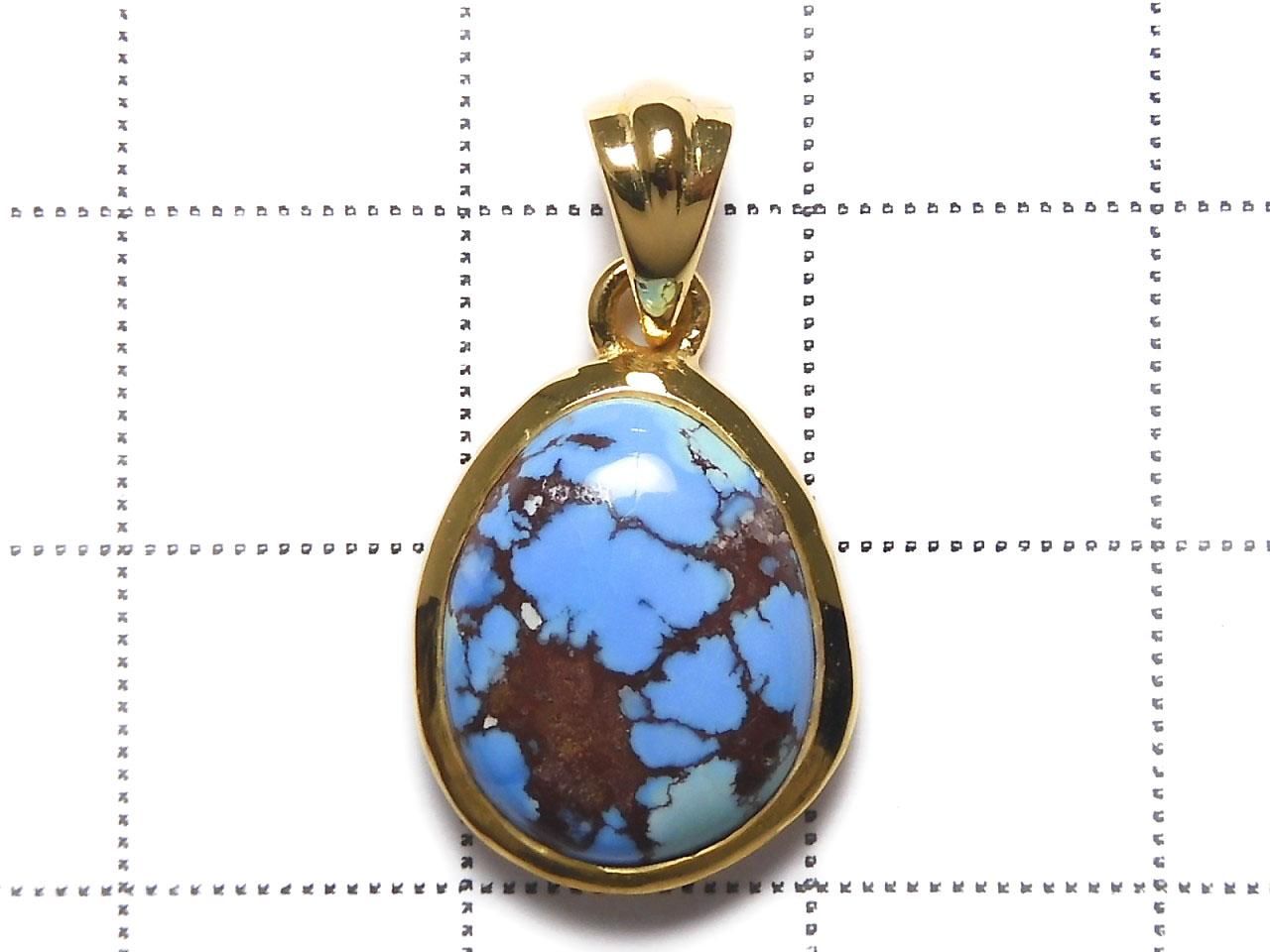 Kazakhstan Golden Hill Turquoise Pendant 18KGP NO.19 [One of a kind]