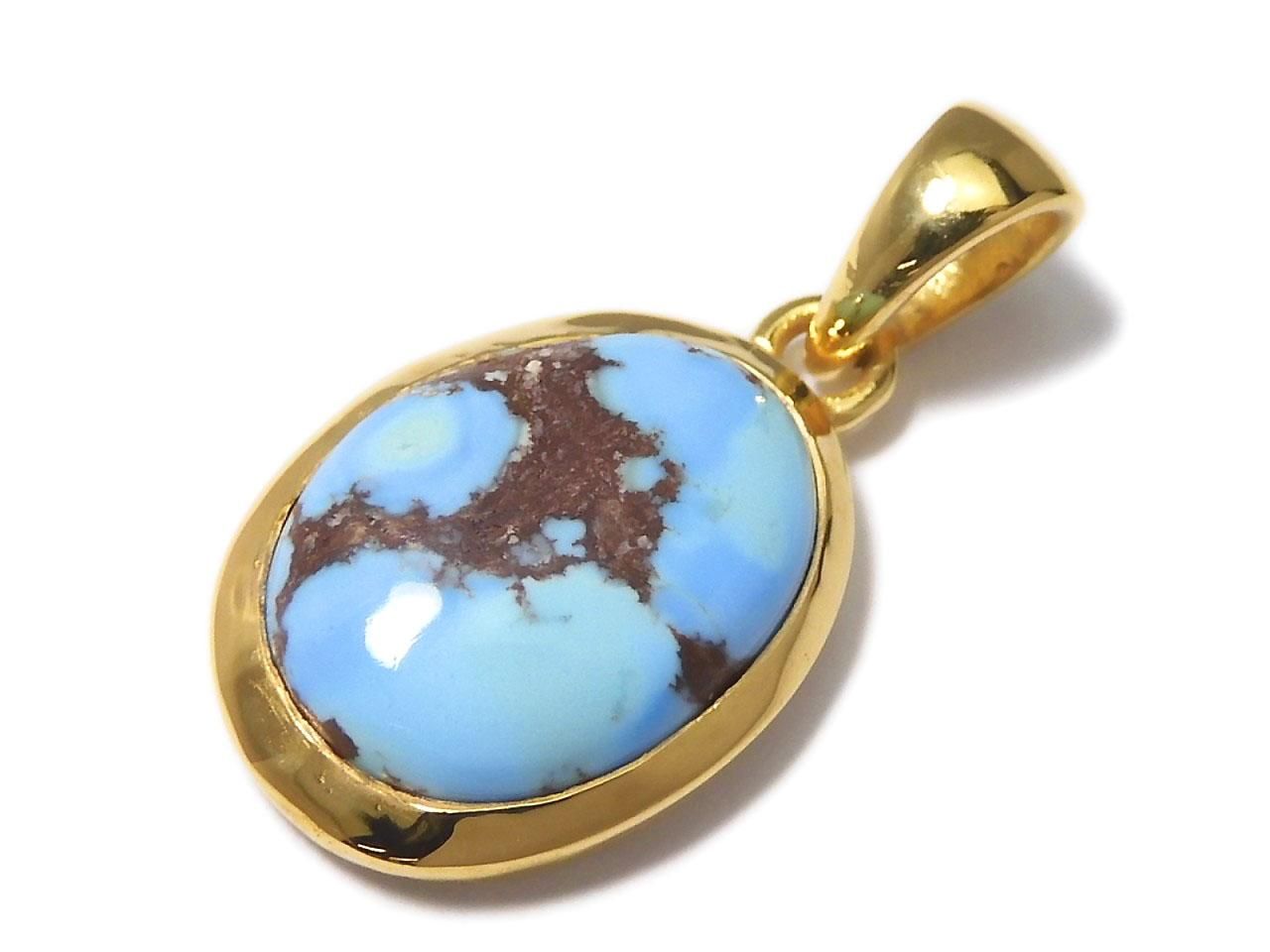 Kazakhstan Golden Hill Turquoise Pendant 18KGP NO.20 [One of a kind]