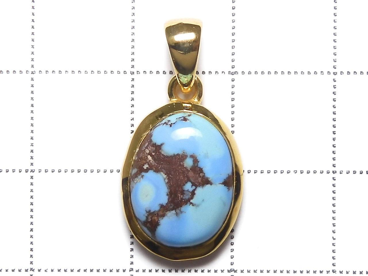 Kazakhstan Golden Hill Turquoise Pendant 18KGP NO.20 [One of a kind]