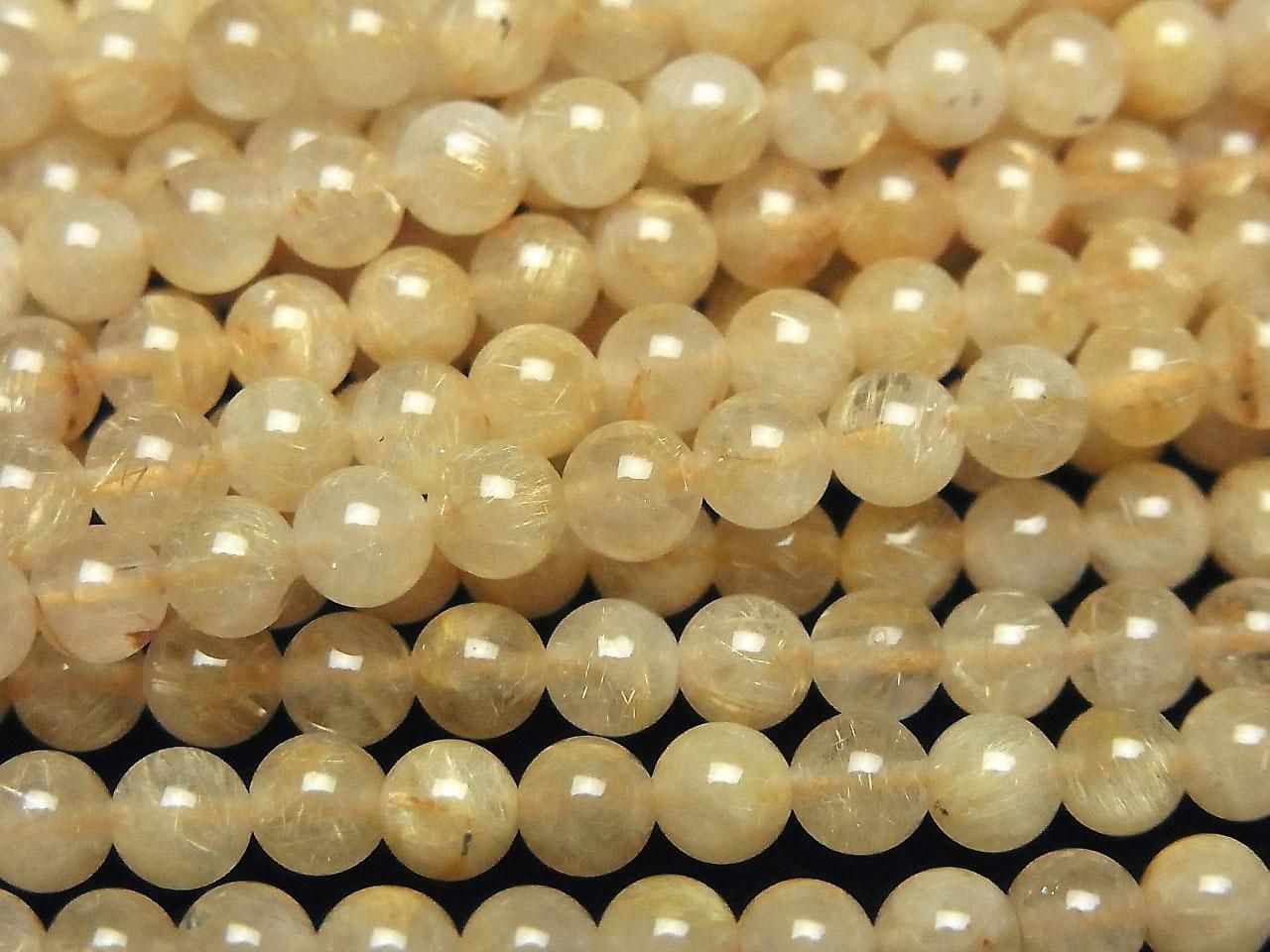Rutilated Quartz AA+ Round 4mm 1strand beads (aprx.15inch/37cm)