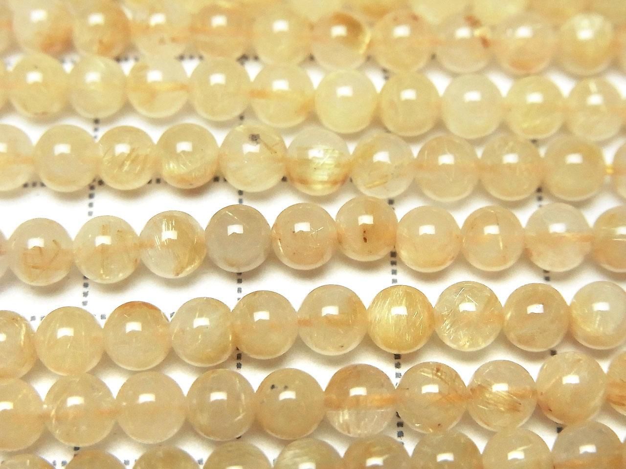 Rutilated Quartz AA+ Round 4mm 1strand beads (aprx.15inch/37cm)
