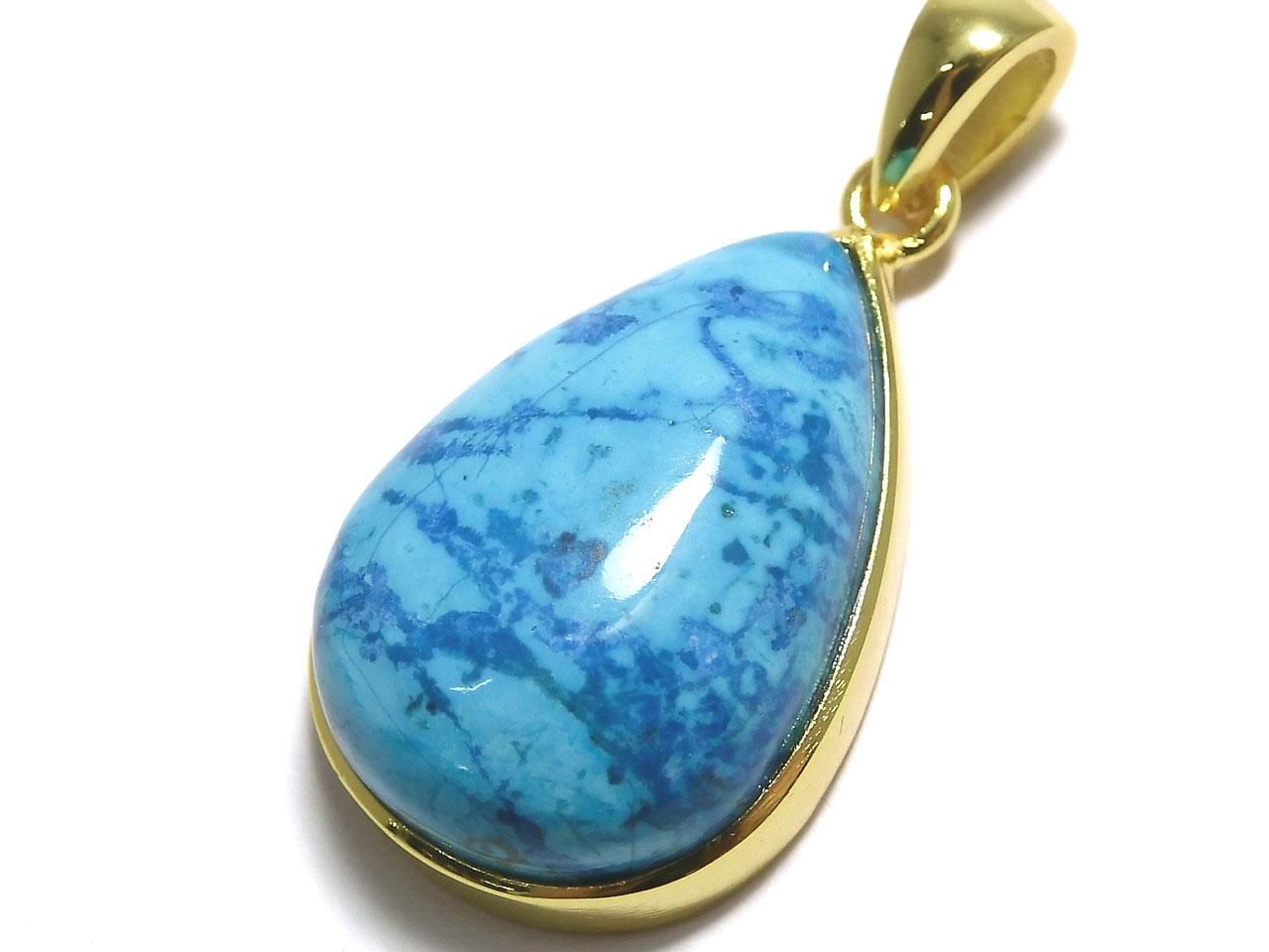 Chrysocolla AAA Pendant 18KGP NO.143 [One of a kind]