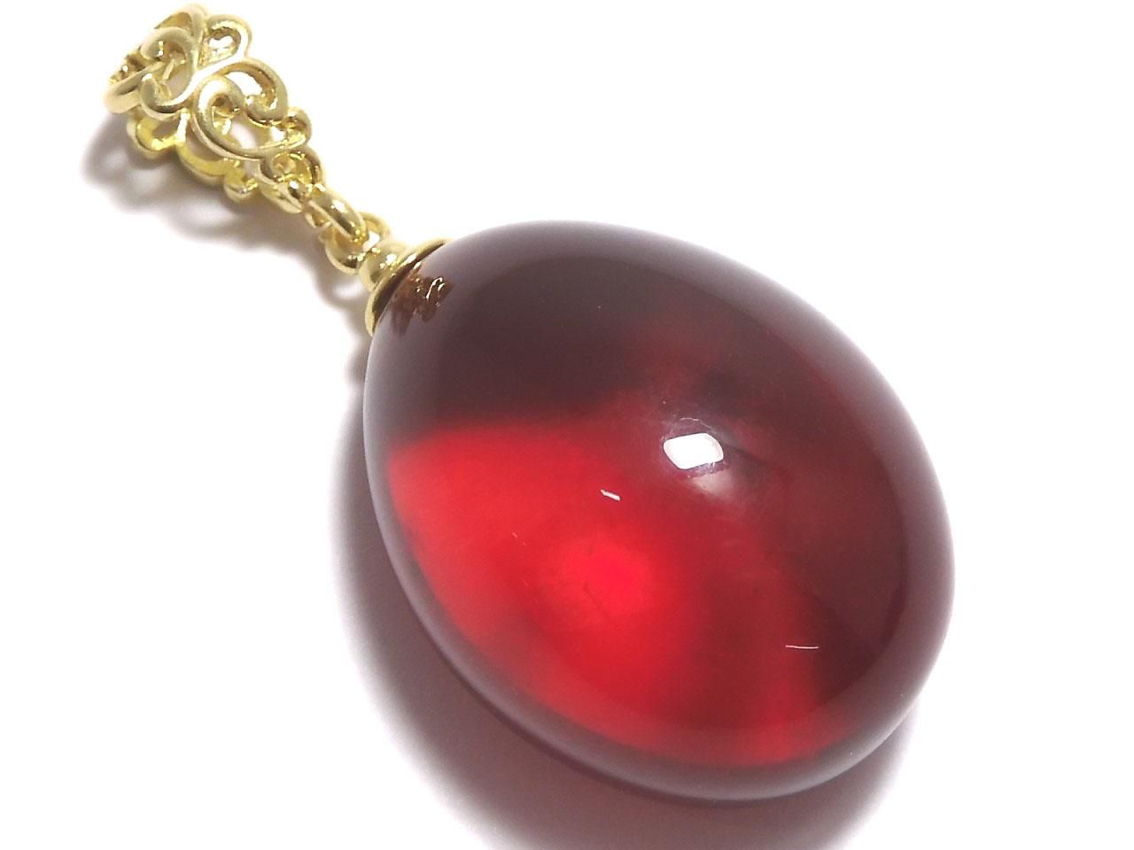 Amber Red Color Pendant 18KGP NO.14 [One of a kind]