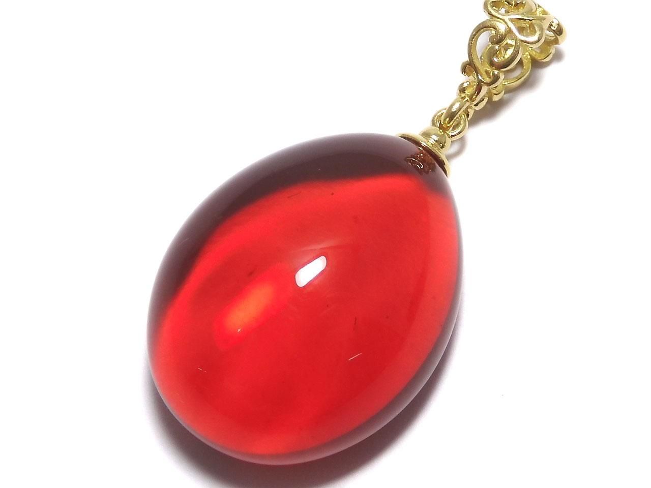 Amber Red Color Pendant 18KGP NO.18 [One of a kind]