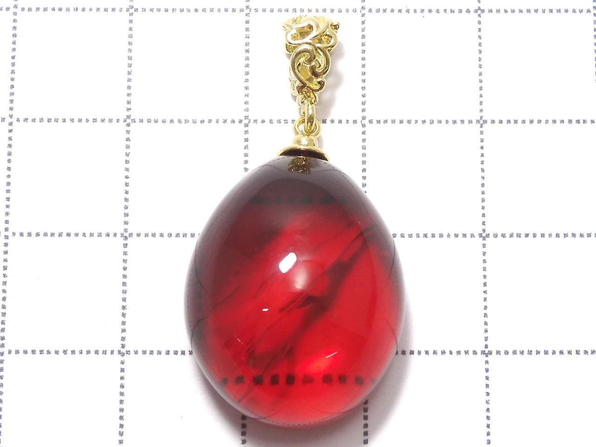 Amber Red Color Pendant 18KGP NO.21 [One of a kind]