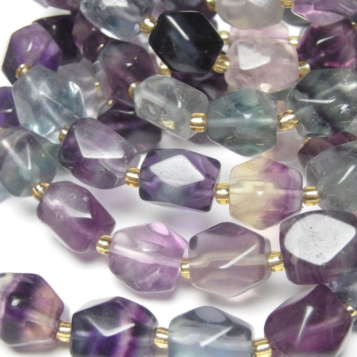 Multicolor Fluorite AAA- Rectangle Faceted Tube 1strand beads (Bracelet)