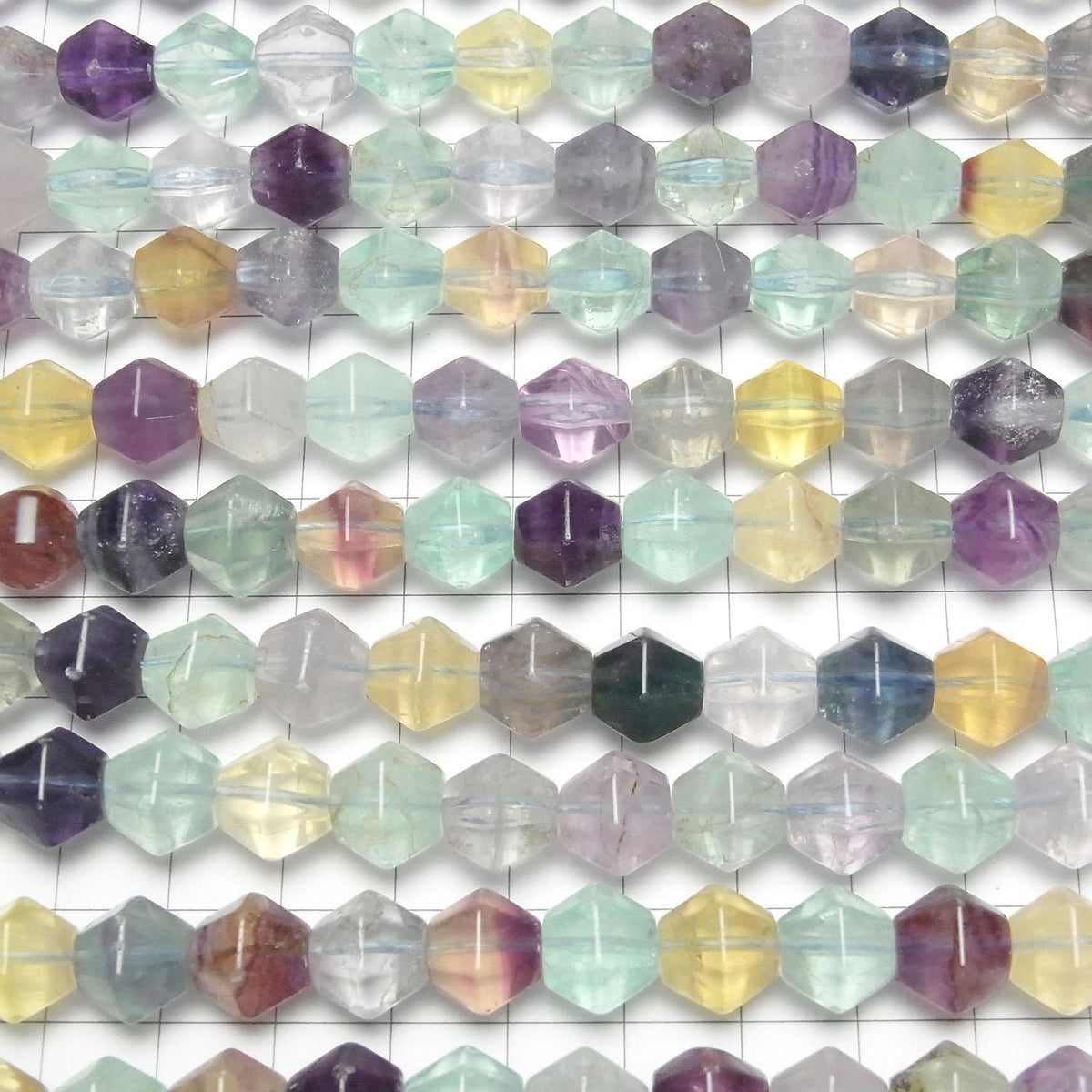 Multicolor Fluorite AAA abacus-cut beads 10x10x10mm half or 1strand beads (approx. 15 inches/36 cm)