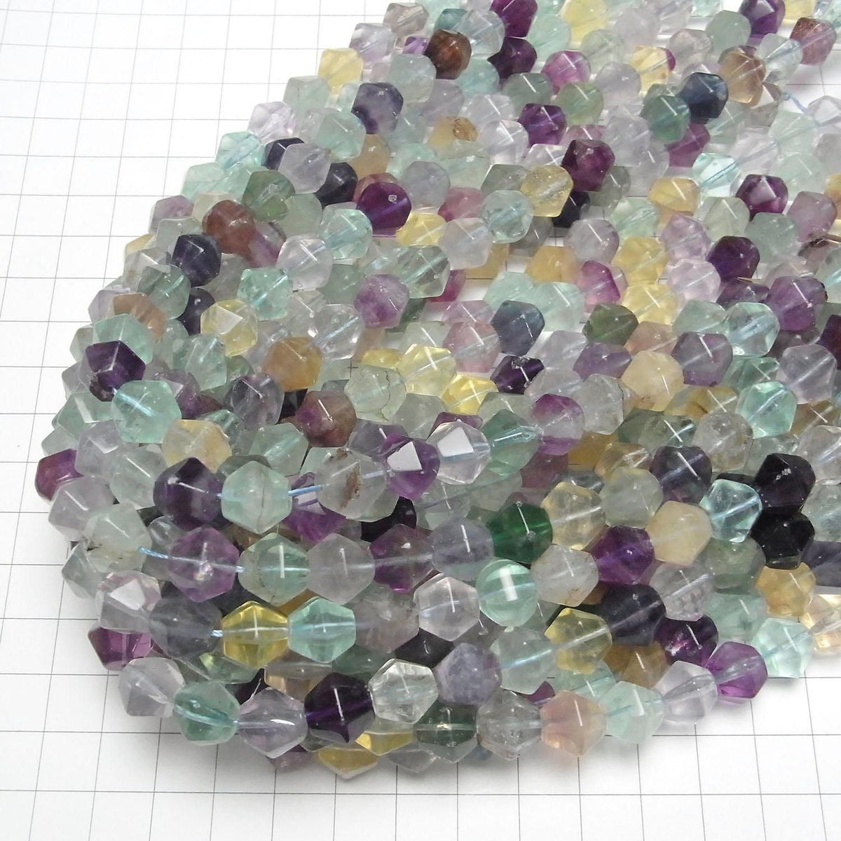 Multicolor Fluorite AAA abacus-cut beads 10x10x10mm half or 1strand beads (approx. 15 inches/36 cm)