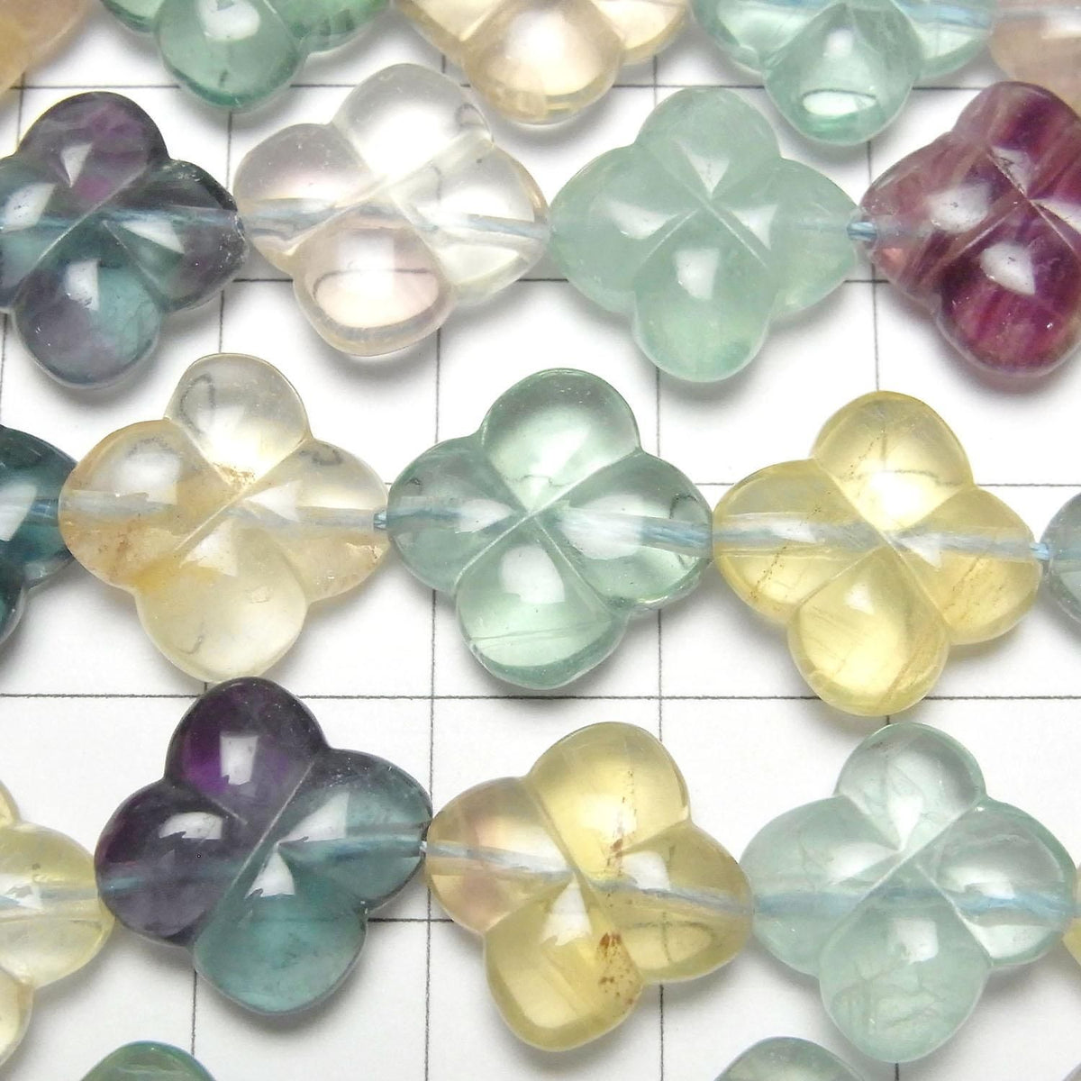 Multicolor Fluorite AAA Flower Beads 14x14mm Half or 1strand beads (approx. 14inch/34cm)