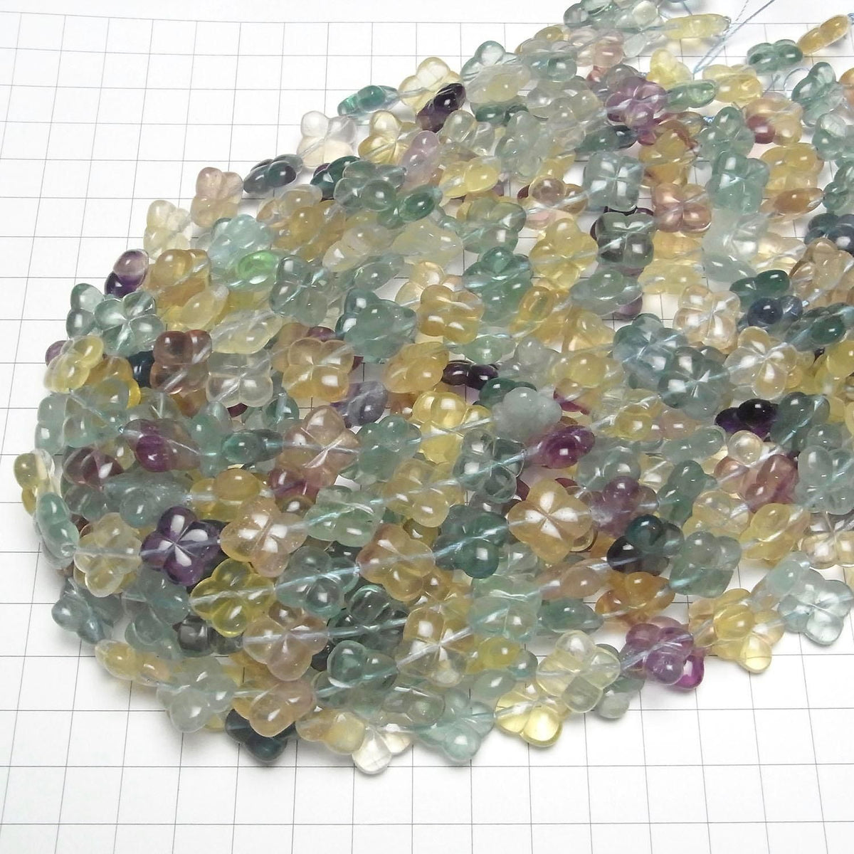 Multicolor Fluorite AAA Flower Beads 14x14mm Half or 1strand beads (approx. 14inch/34cm)