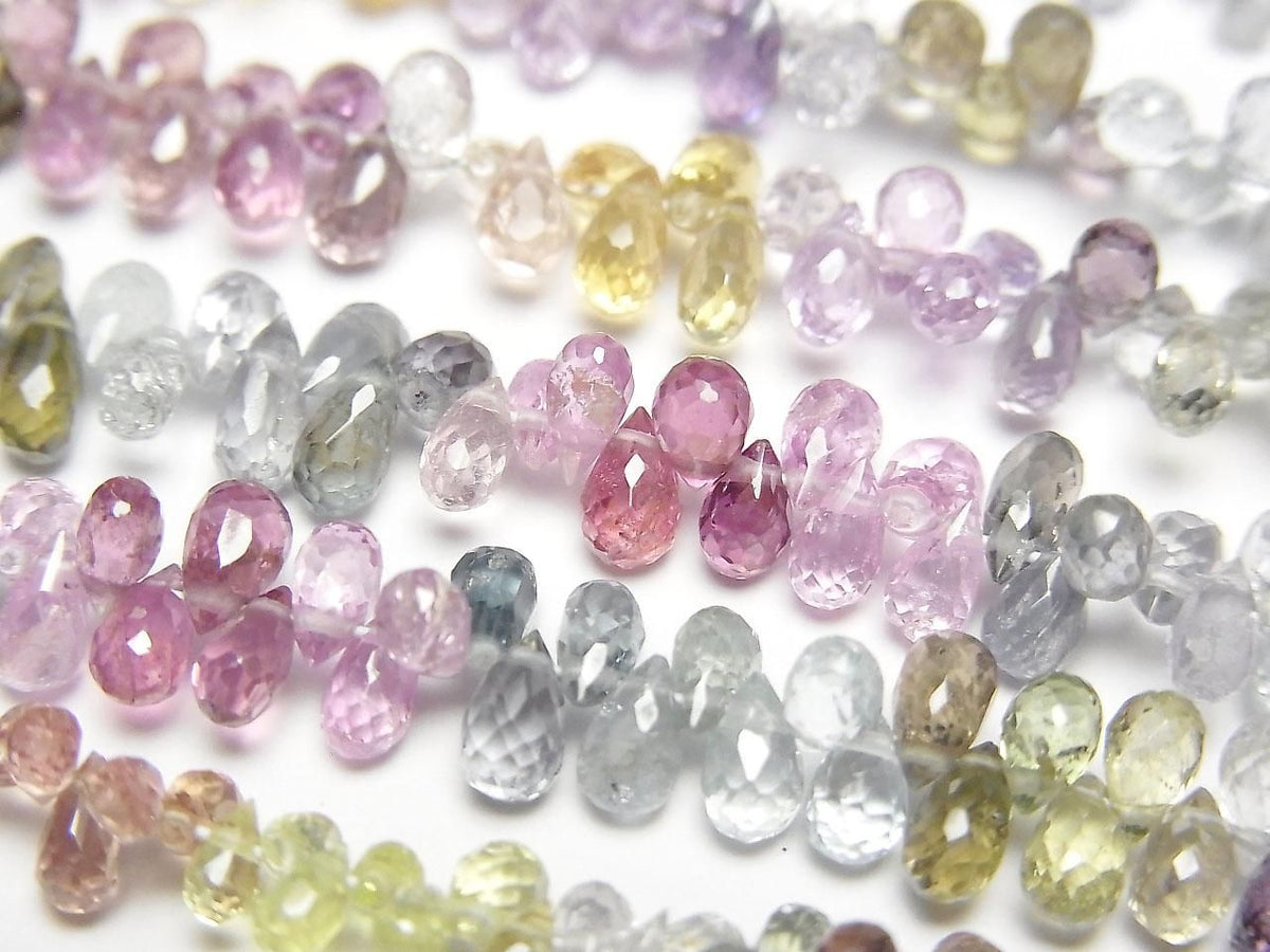 High Quality Multicolor Sapphire AAA- Drop Faceted Briolette half or 1strand beads (aprx.7inch/18cm)