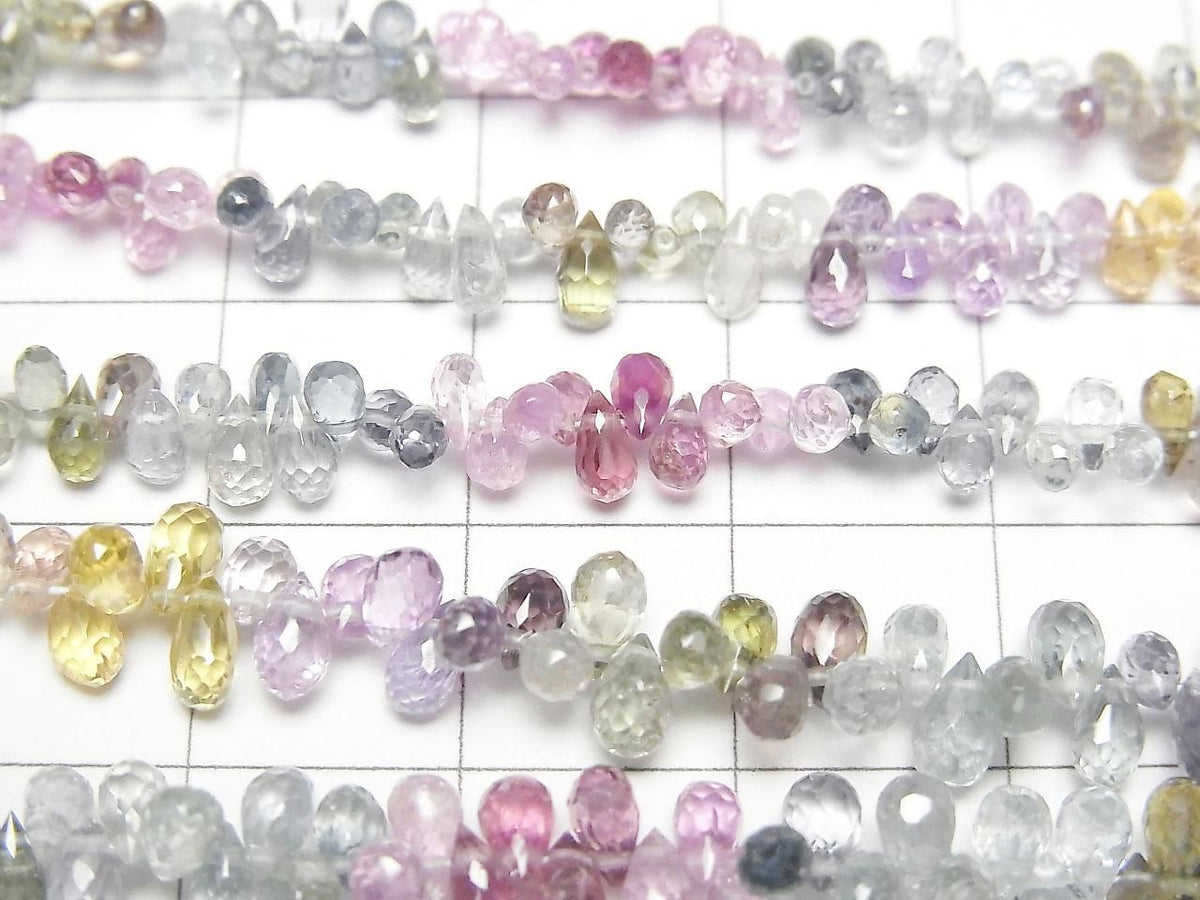 High Quality Multicolor Sapphire AAA- Drop Faceted Briolette half or 1strand beads (aprx.7inch/18cm)