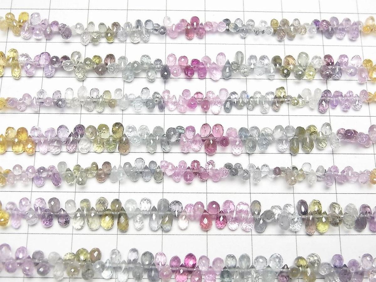High Quality Multicolor Sapphire AAA- Drop Faceted Briolette half or 1strand beads (aprx.7inch/18cm)