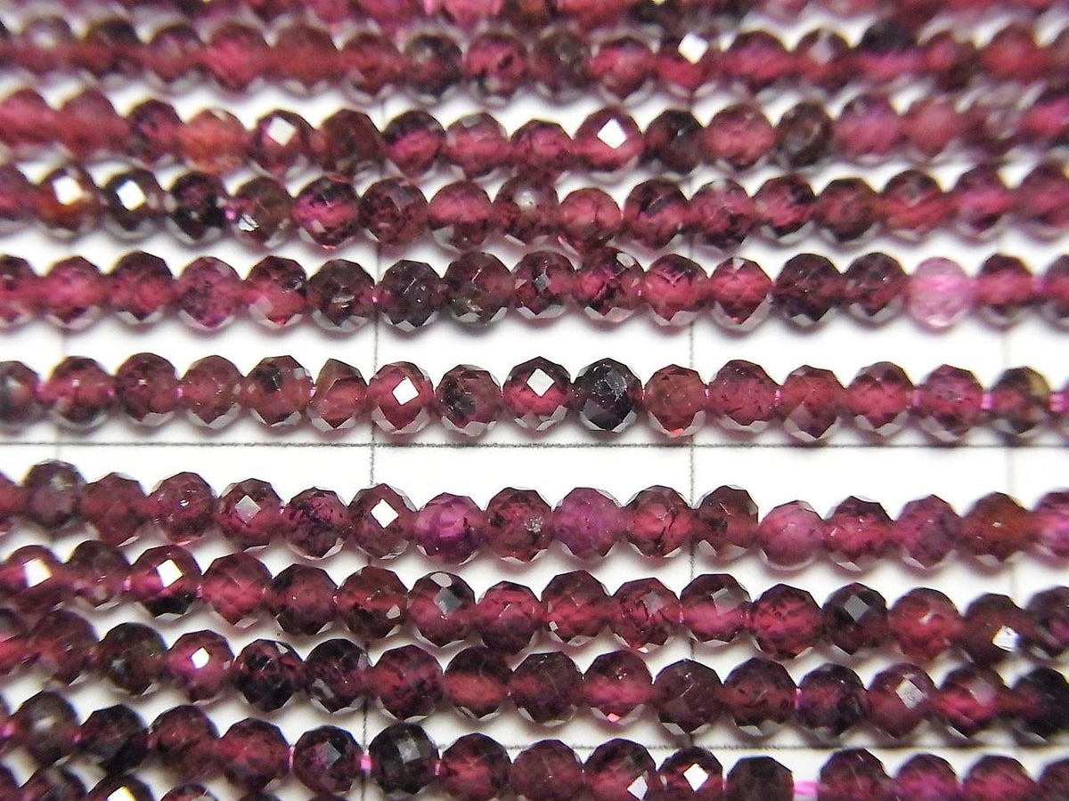 2pcs $3.79! Mozambique Garnet AA+ Faceted Round 2mm 1strand beads (approx. 15inch/36cm) High Quality!