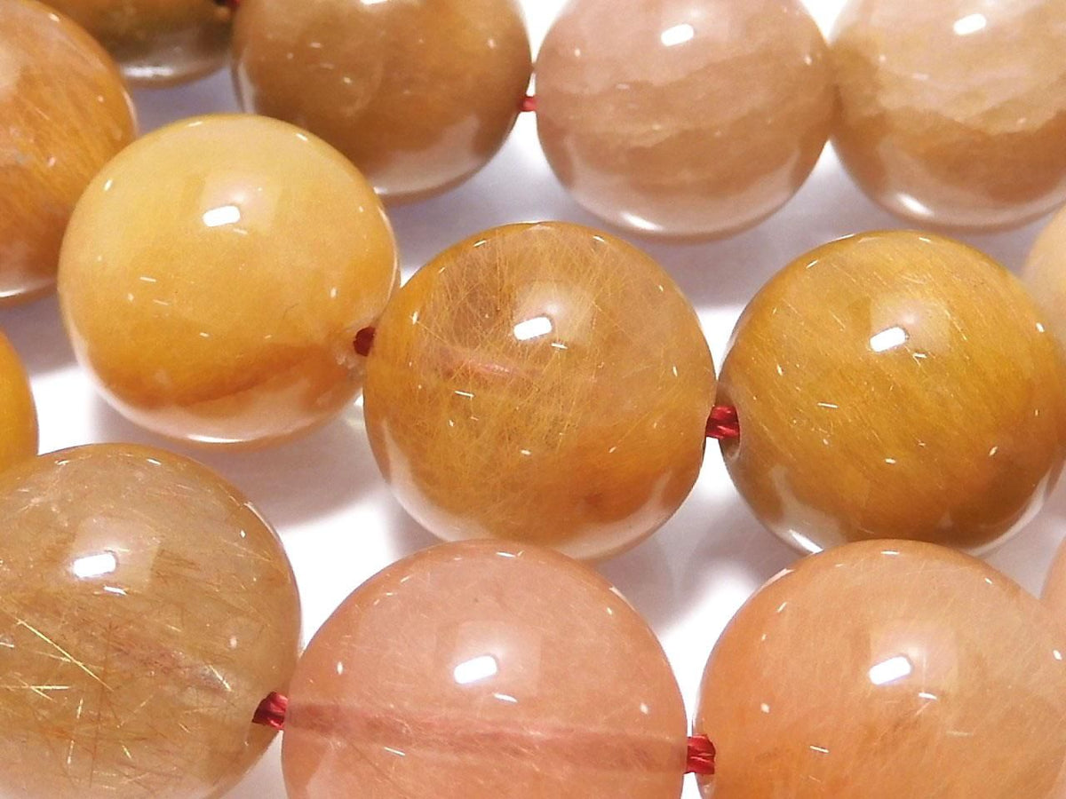 Multi color Rutilated Quartz AA++ Round 14mm 1strand beads (aprx.15inch/38cm) NO.10 [One of a kind]
