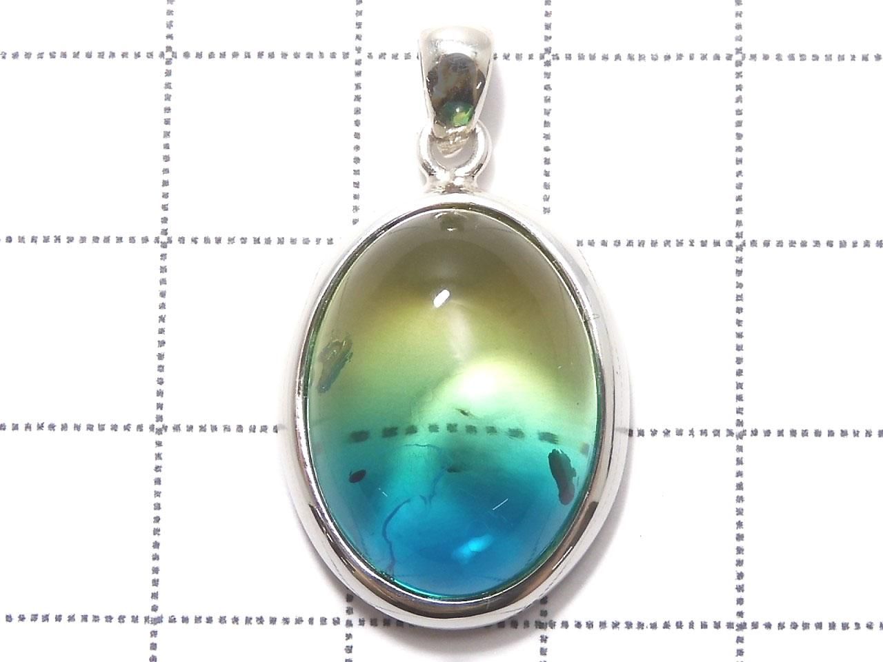 Blue Color Amber pendant Silver925 NO.1 [One of a kind]