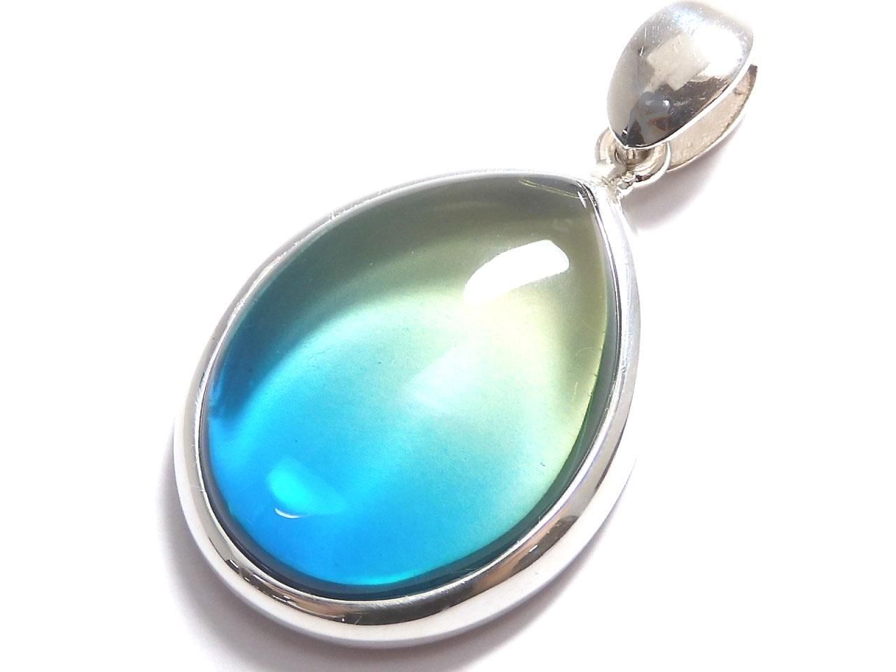 Blue Color Amber pendant Silver925 NO.3 [One of a kind]