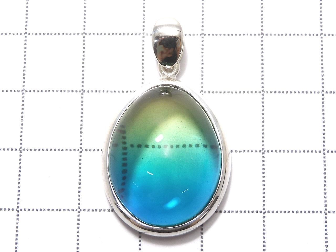 Blue Color Amber pendant Silver925 NO.5 [One of a kind]