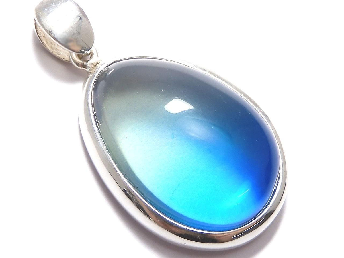 Blue Color Amber pendant Silver925 NO.6 [One of a kind]