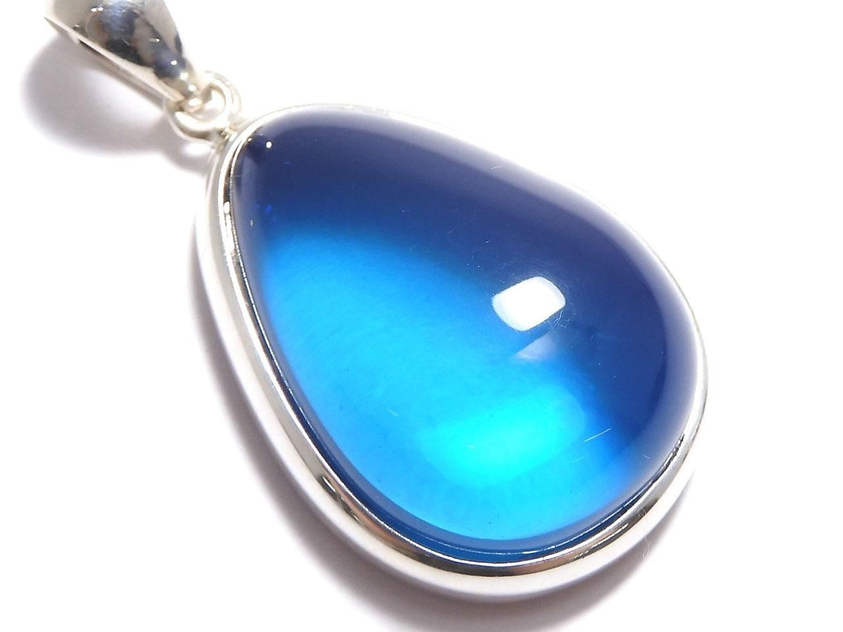 Blue Color Amber pendant Silver925 NO.7 [One of a kind]