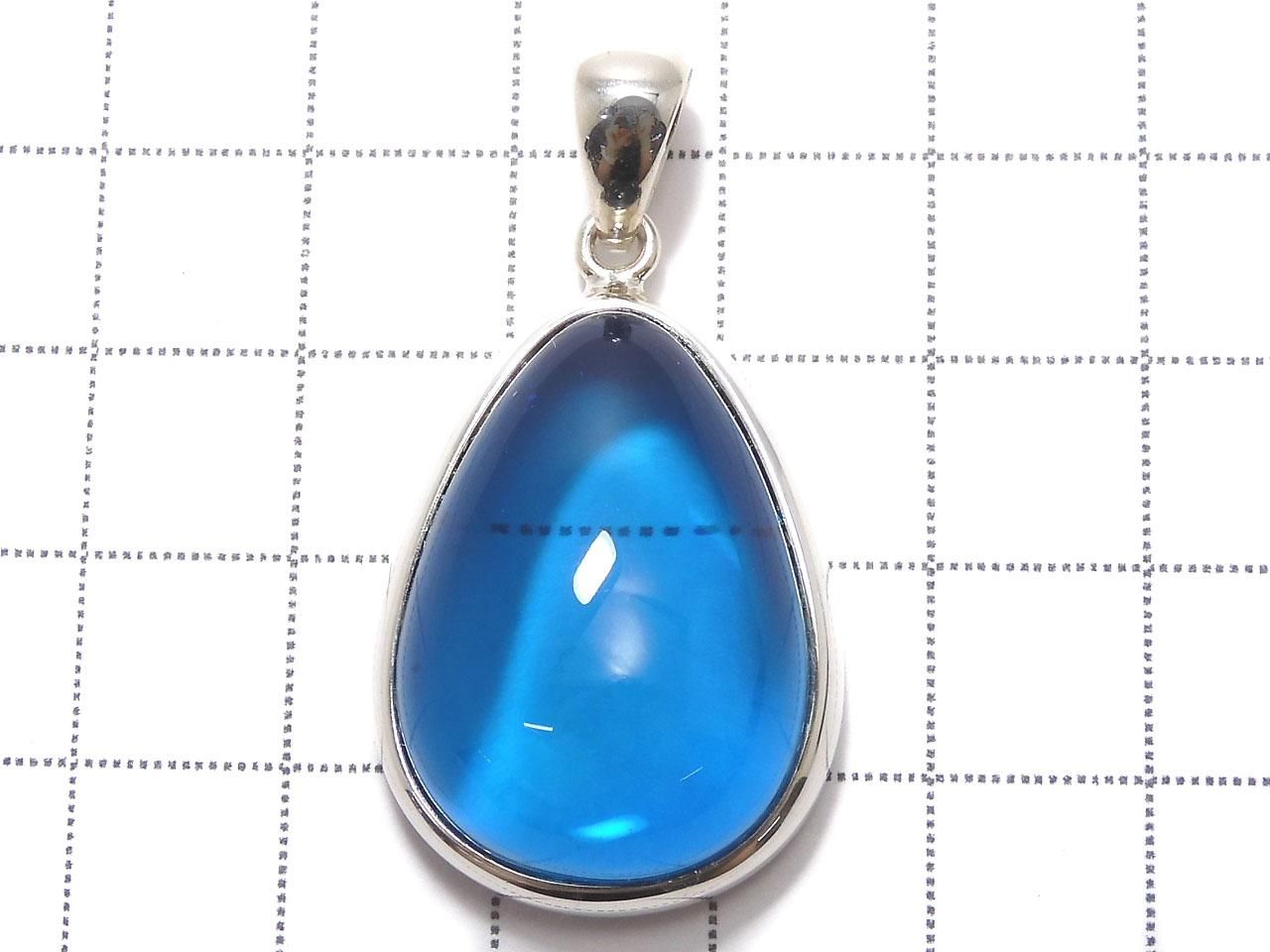 Blue Color Amber pendant Silver925 NO.7 [One of a kind]