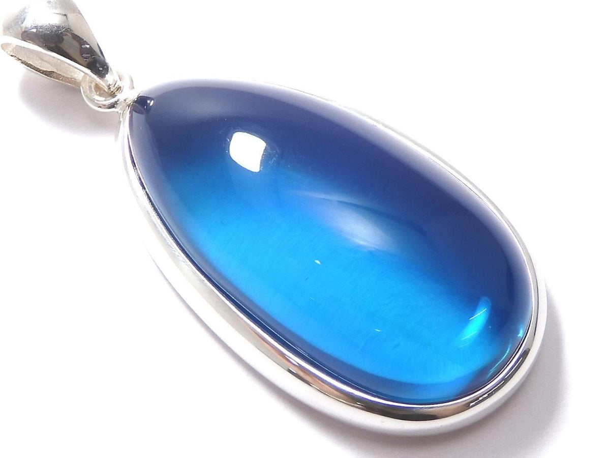 Blue Color Amber pendant Silver925 NO.10 [One of a kind]