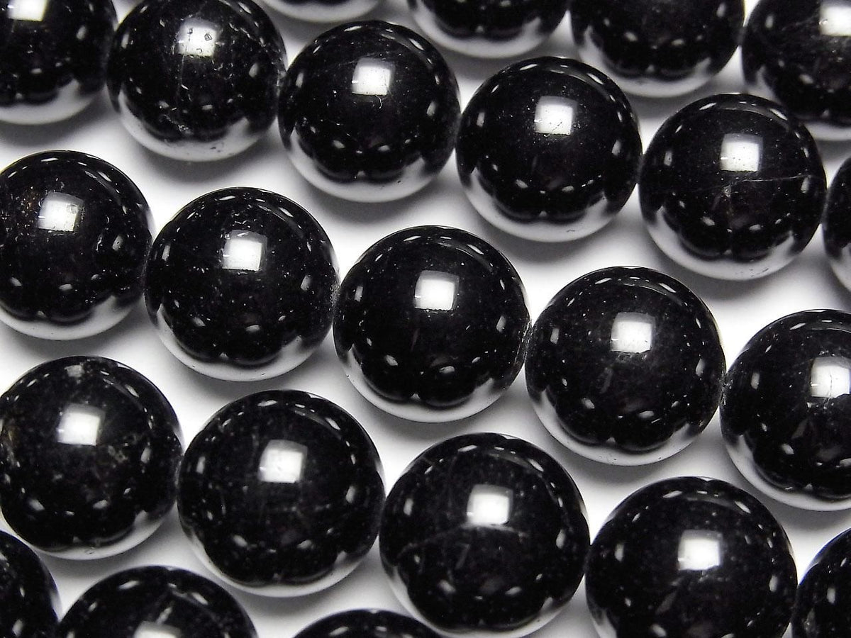 Black Tourmaline AAA- Round 14mm 1/4 or 1strand beads (approx. 15 inches/36 cm)