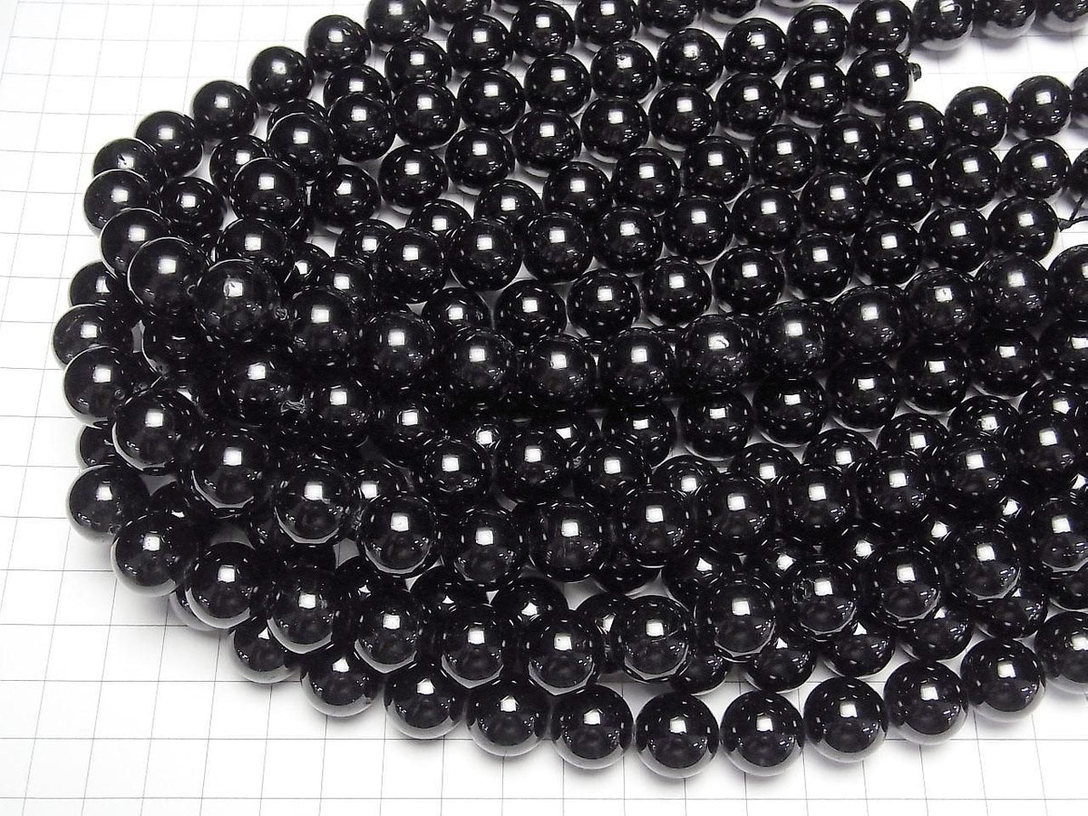 Black Tourmaline AAA- Round 14mm 1/4 or 1strand beads (approx. 15 inches/36 cm)