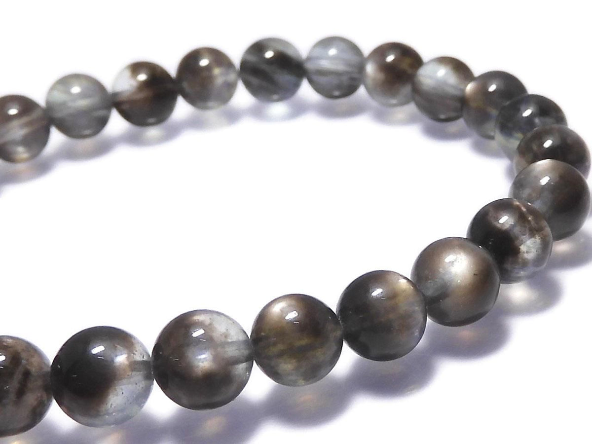 Black Star Aquamarine AAA Round 7mm 1strand beads (Bracelet) NO.1 [One of a kind]