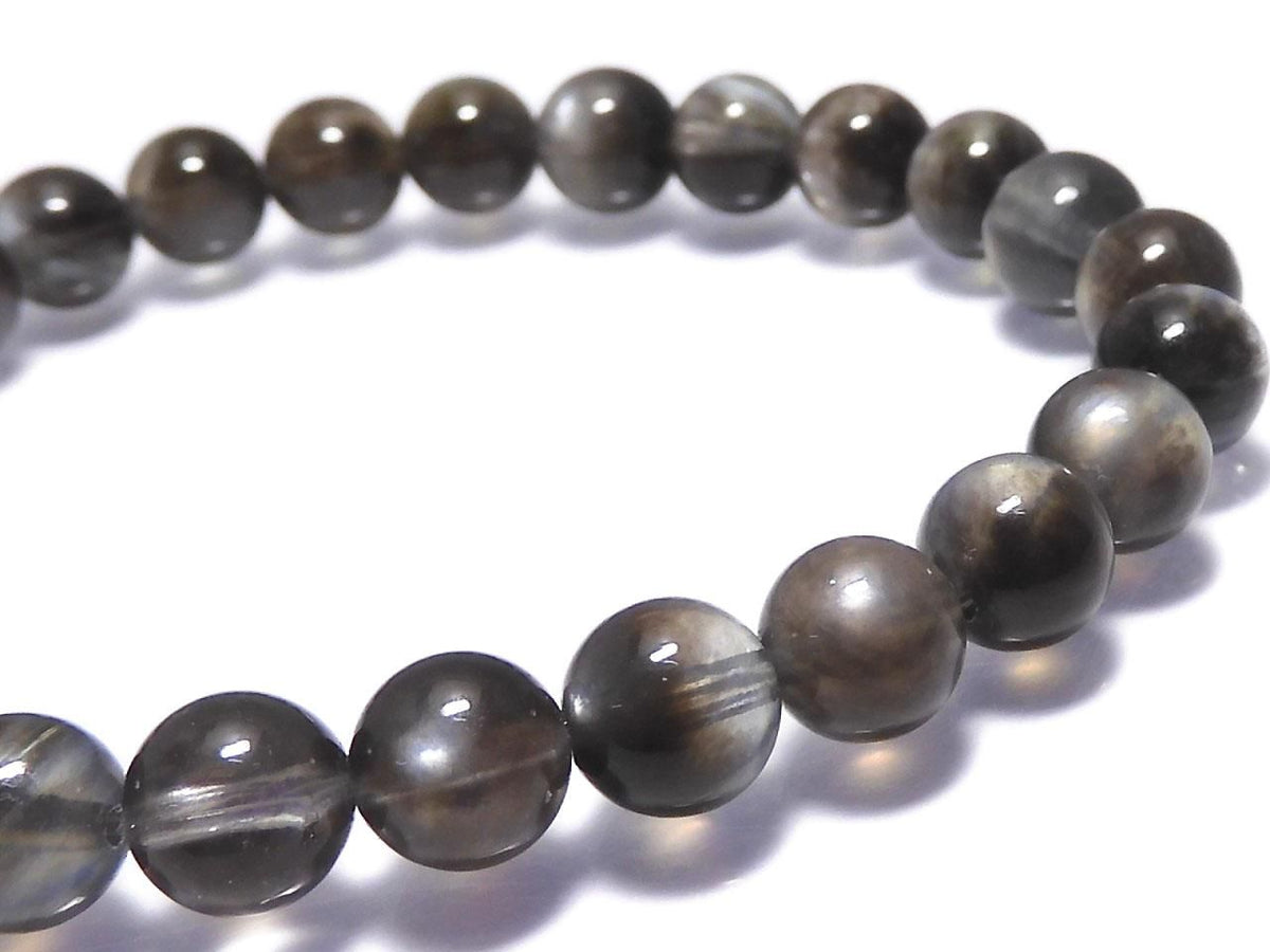 Black Star Aquamarine AAA Round 7mm 1strand beads (Bracelet) NO.2 [One of a kind]
