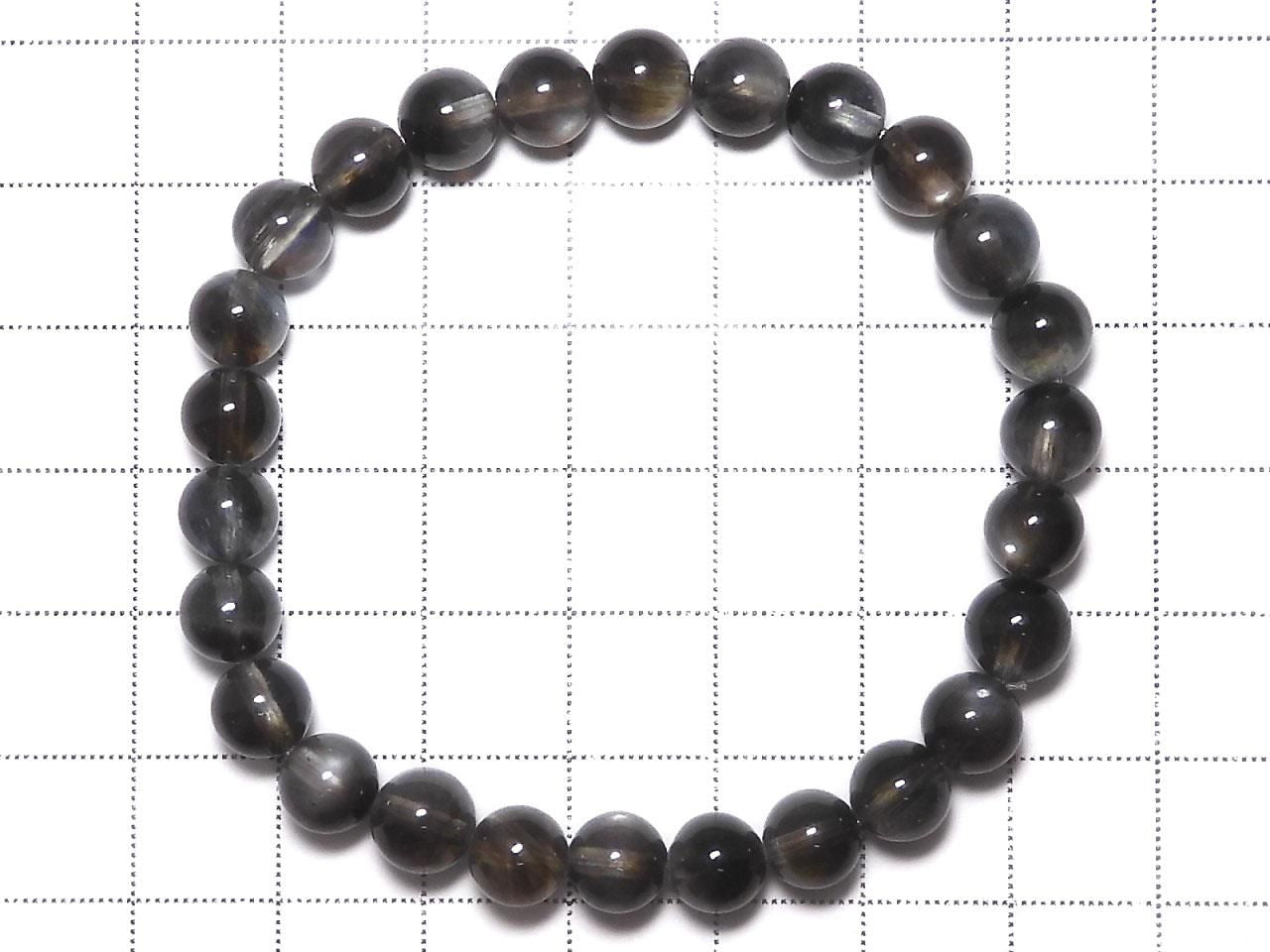 Black Star Aquamarine AAA Round 7mm 1strand beads (Bracelet) NO.2 [One of a kind]