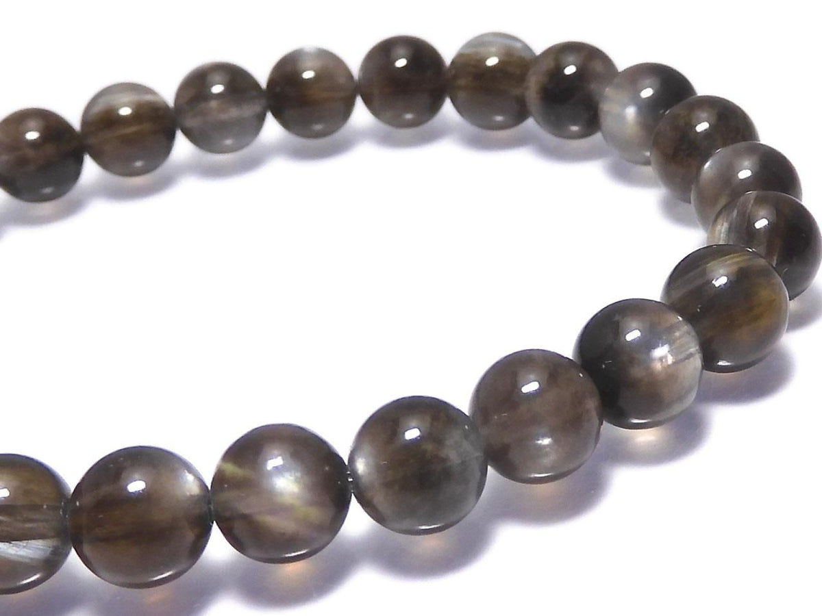 Black Star Aquamarine AAA Round 7mm 1strand beads (Bracelet) NO.3 [One of a kind]