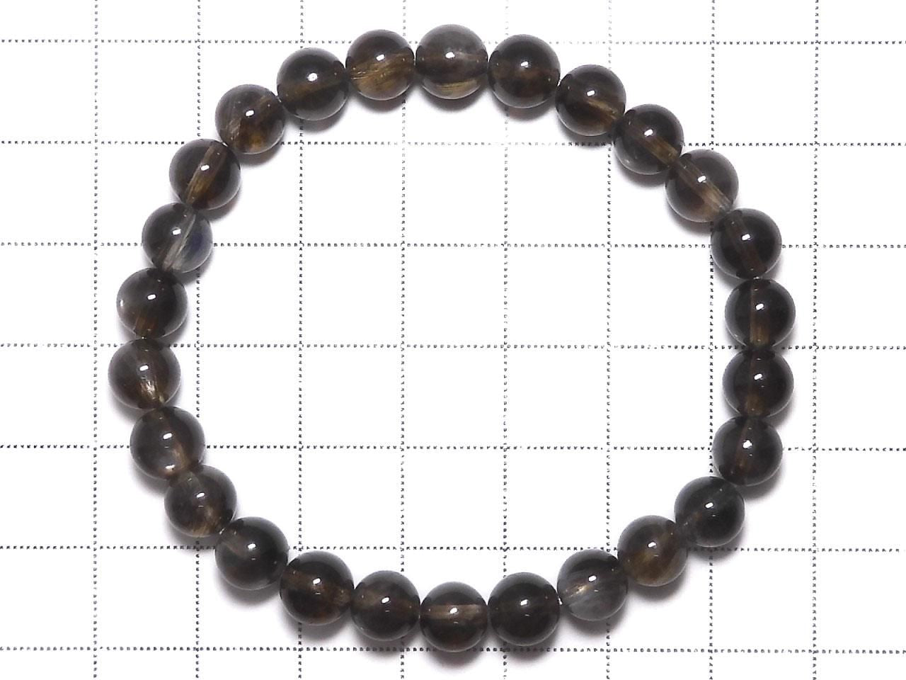 Black Star Aquamarine AAA Round 7mm 1strand beads (Bracelet) NO.3 [One of a kind]