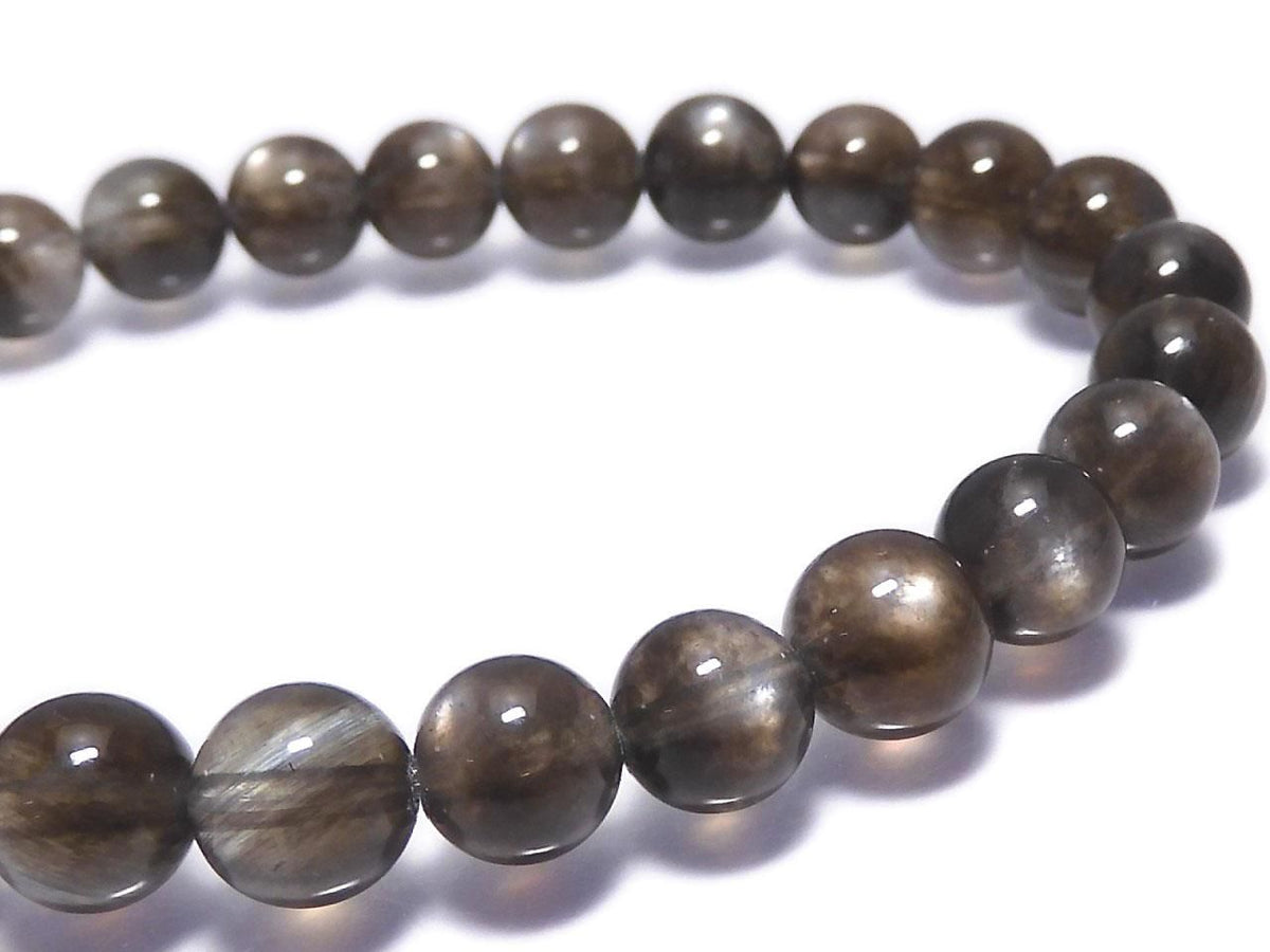 Black Star Aquamarine AAA Round 7mm 1strand beads (Bracelet) NO.5 [One of a kind]