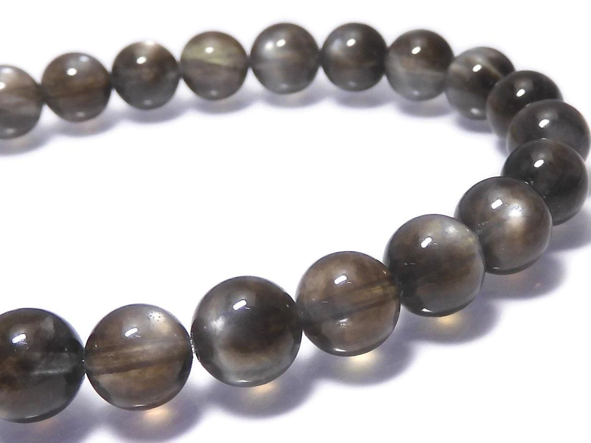 Black Star Aquamarine AAA Round 7.5mm 1strand beads (Bracelet) NO.6 [One of a kind]