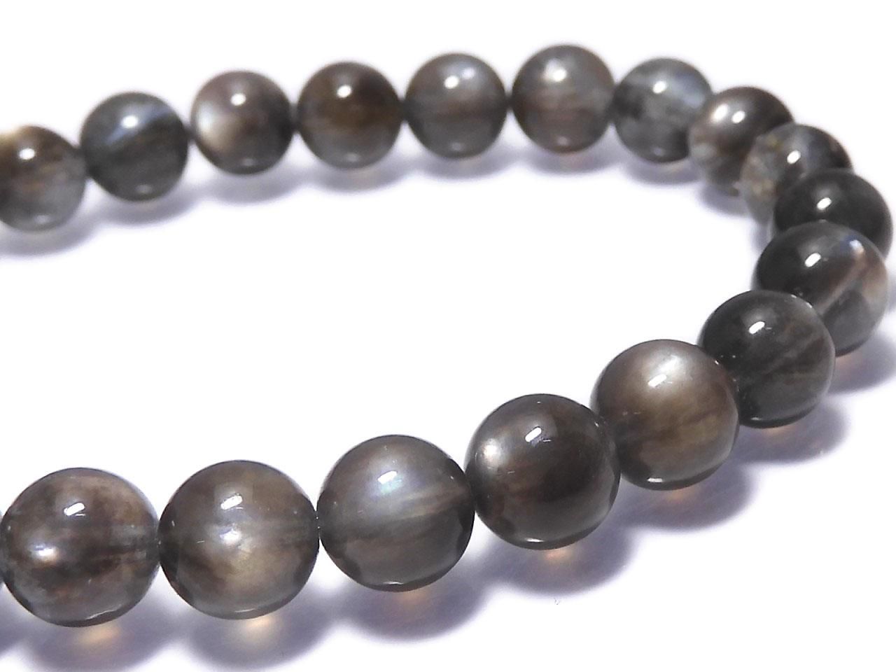 Black Star Aquamarine AAA Round 7.5mm 1strand beads (Bracelet) NO.7 [One of a kind]