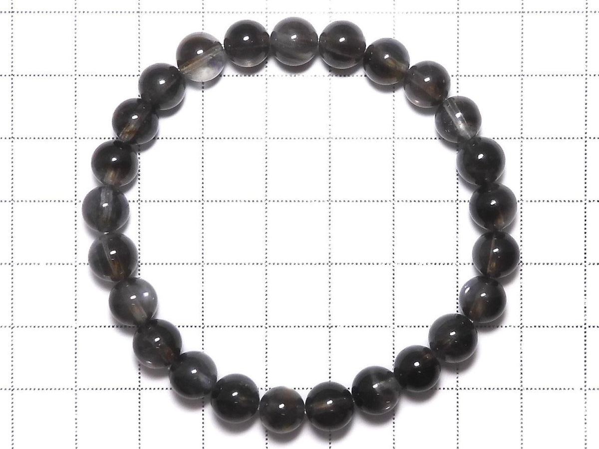 Black Star Aquamarine AAA Round 7.5mm 1strand beads (Bracelet) NO.7 [One of a kind]