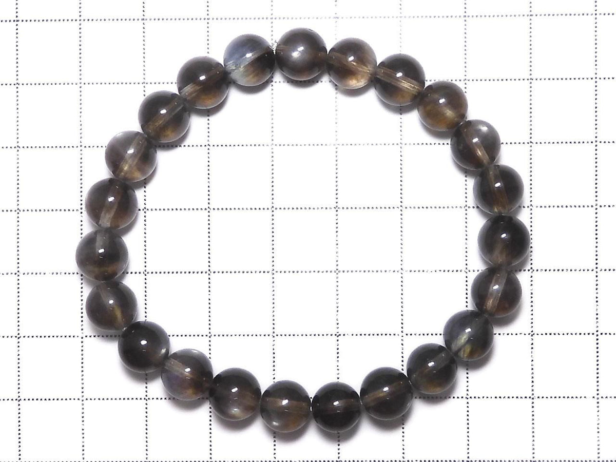 Black Star Aquamarine AAA Round 8mm 1strand beads (Bracelet) NO.8 [One of a kind]