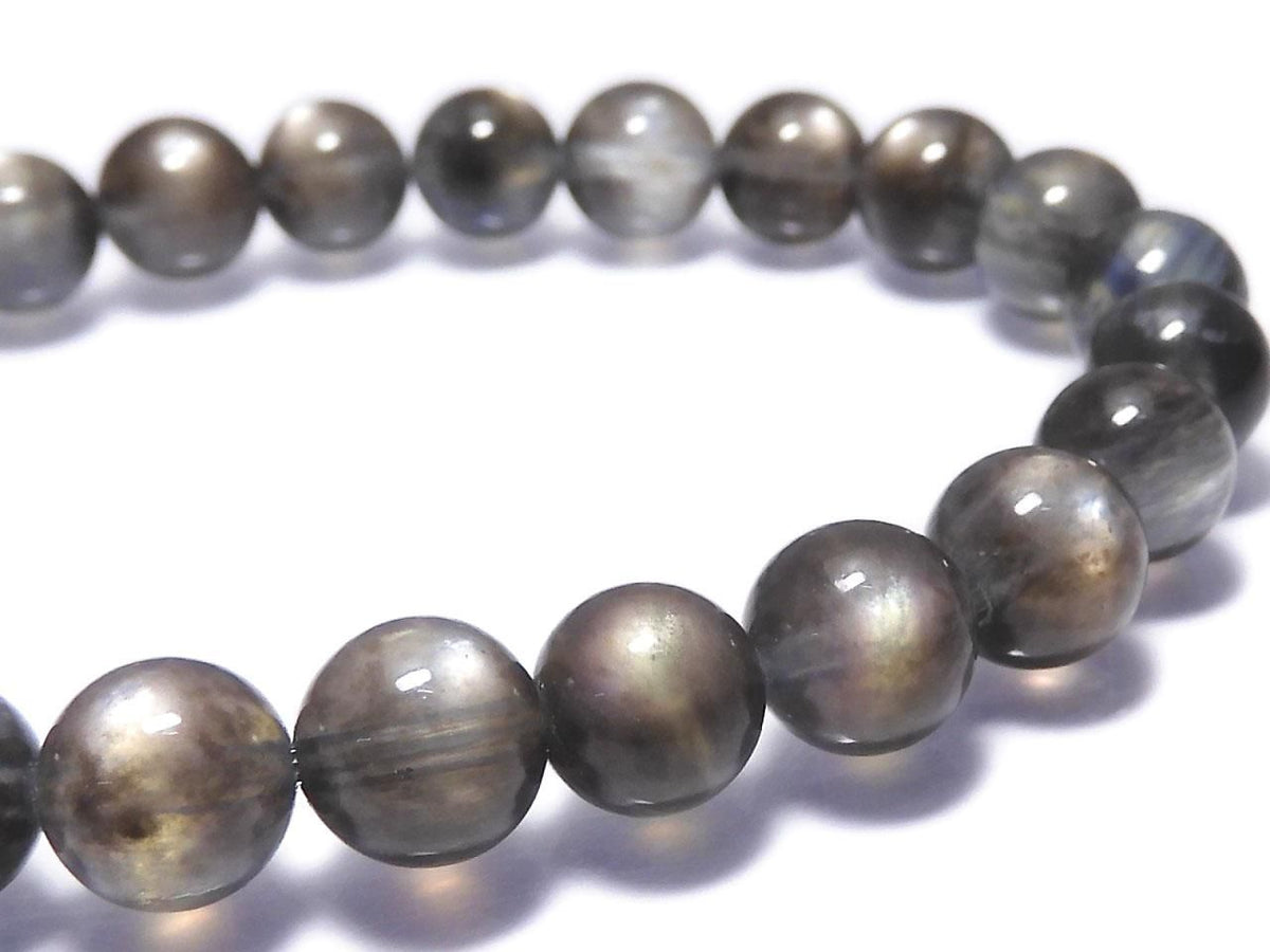 Black Star Aquamarine AAA Round 7.5mm 1strand beads (Bracelet) NO.9 [One of a kind]