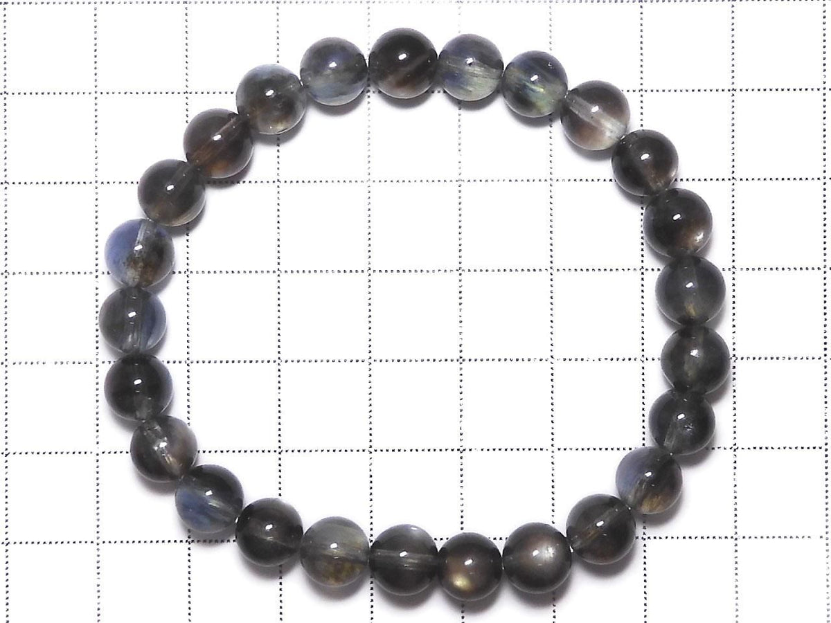 Black Star Aquamarine AAA Round 7.5mm 1strand beads (Bracelet) NO.9 [One of a kind]
