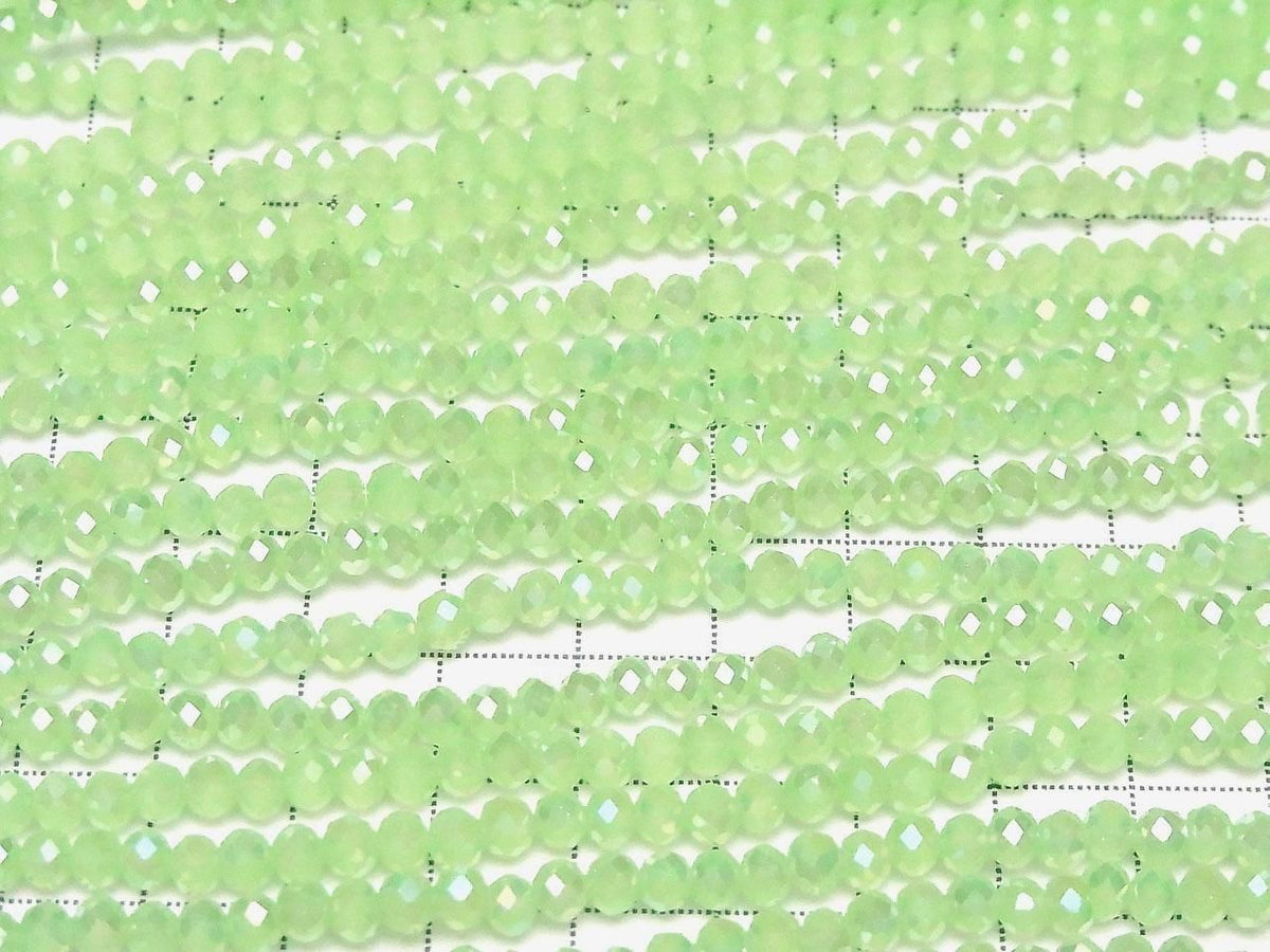 Glass Beads Faceted Button Rondelle 4x4x3mm Milky Green Silver-AB 1strand beads (approx. 14inch/35cm)
